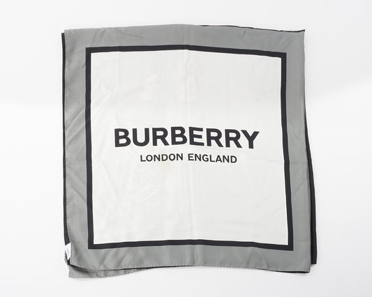 Burberry Grey Multi Abstract Unicorn Silk Shawl Scarf