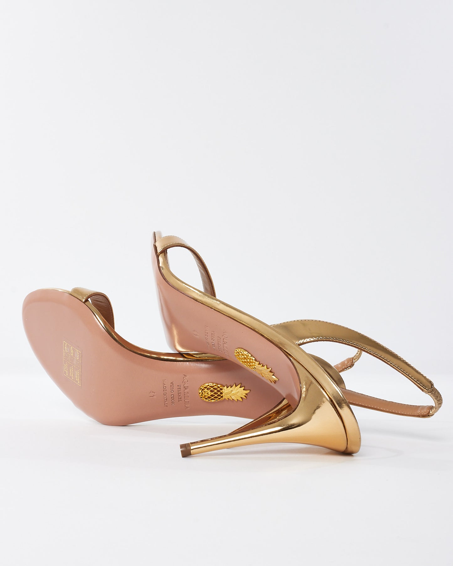 Aquazzura Gold Leather So Nude 85mm Stiletto Sandals - 41