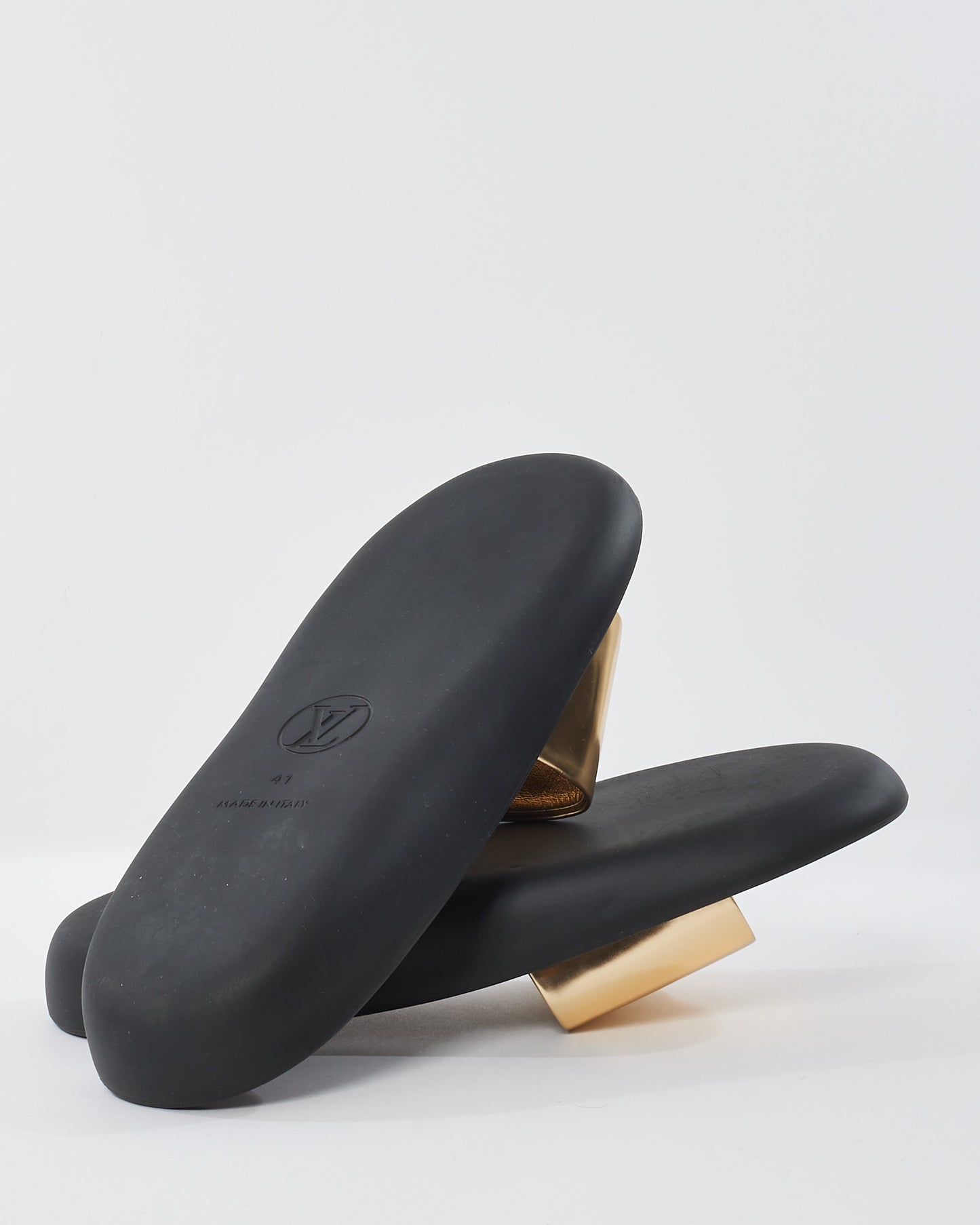 Louis Vuitton Monogram & Gold Mule Slides - 41