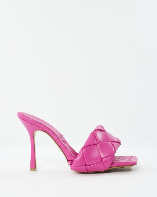 Bottega Veneta Pink Intercciato Leather Lido Sandals - 41
