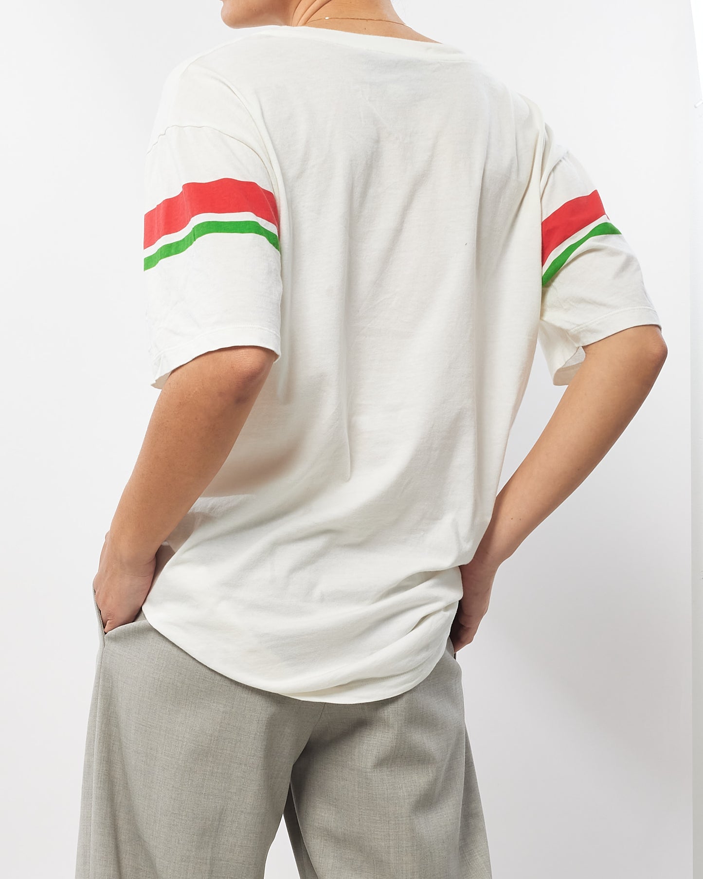 Gucci White With Green & Red Stripe Logo Cotton T - Shirt - S
