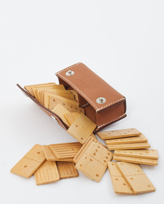 Hermès Gold Leather "In The Pocket" Domino Set