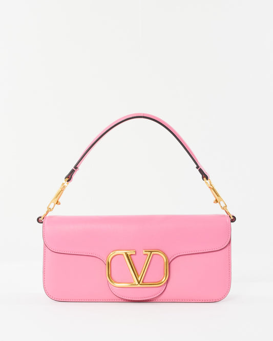 Valentino Pink Leather V Logo Loco Shoulder Bag