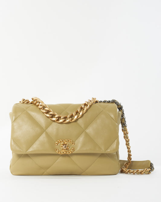 Chanel Pistacchio Green Leather Large Chanel 19 Bag
