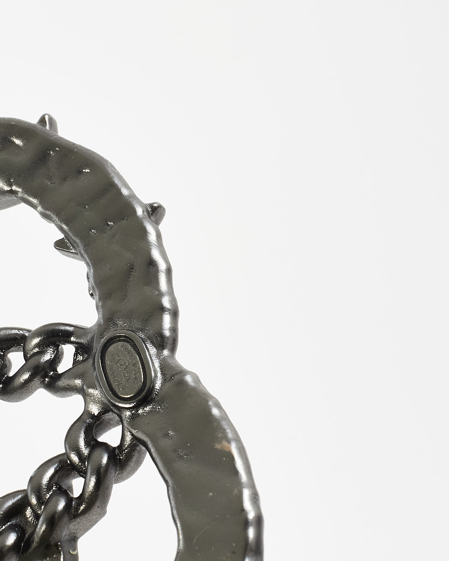 Chanel A22P Matte Silver Tone CC Logo Star Crystal White Enamel Pin Brooch