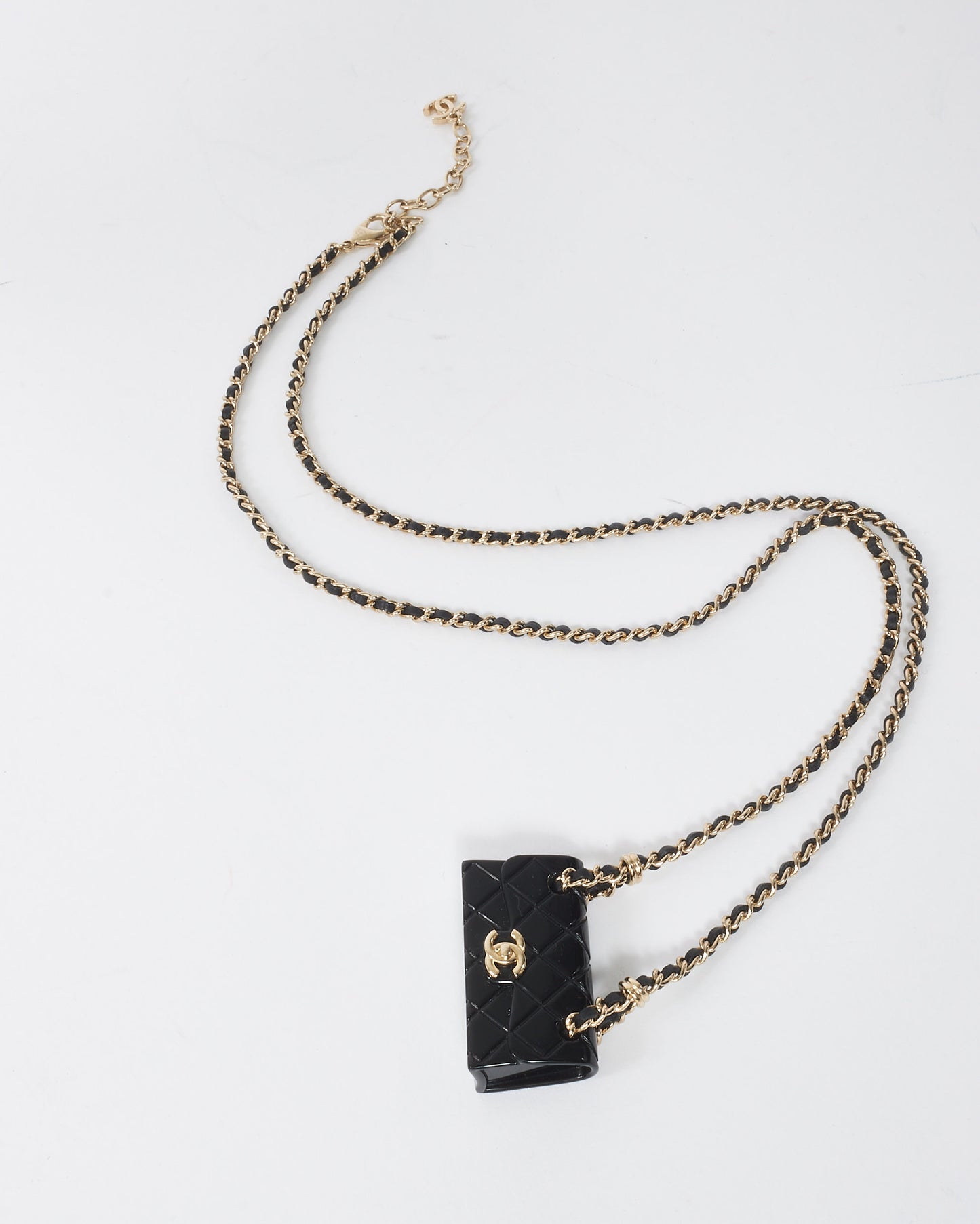 Chanel Black and Gold 2023 CC Turnlock Chain Bag Necklace