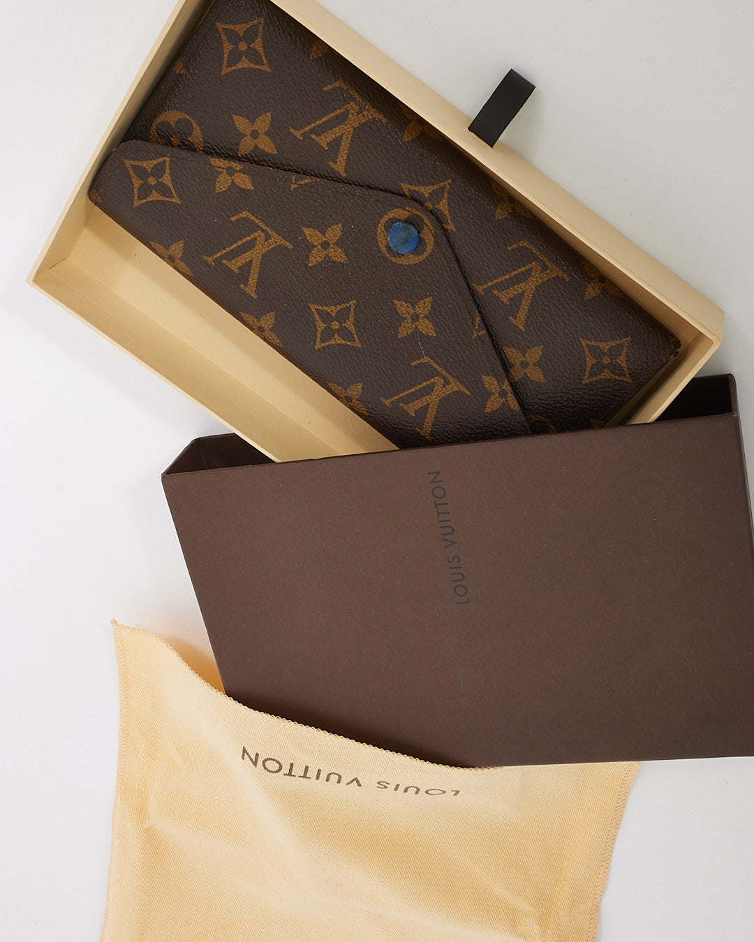 Louis Vuitton Monogram Canvas & Blue Josephine Wallet