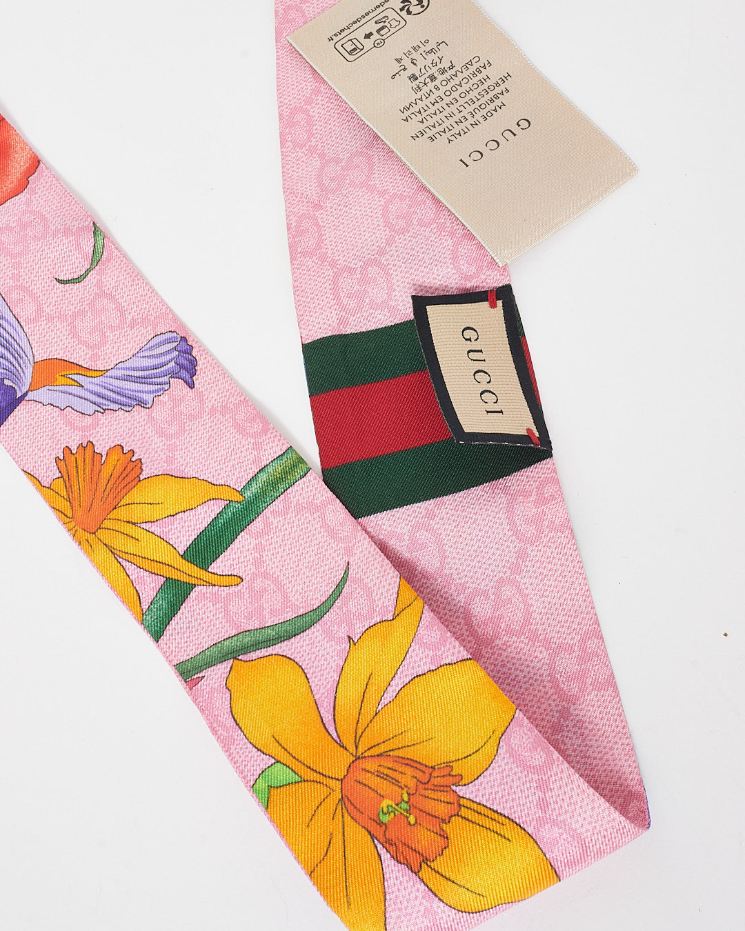 Gucci Pink Monogram & Multi Floral Twilly