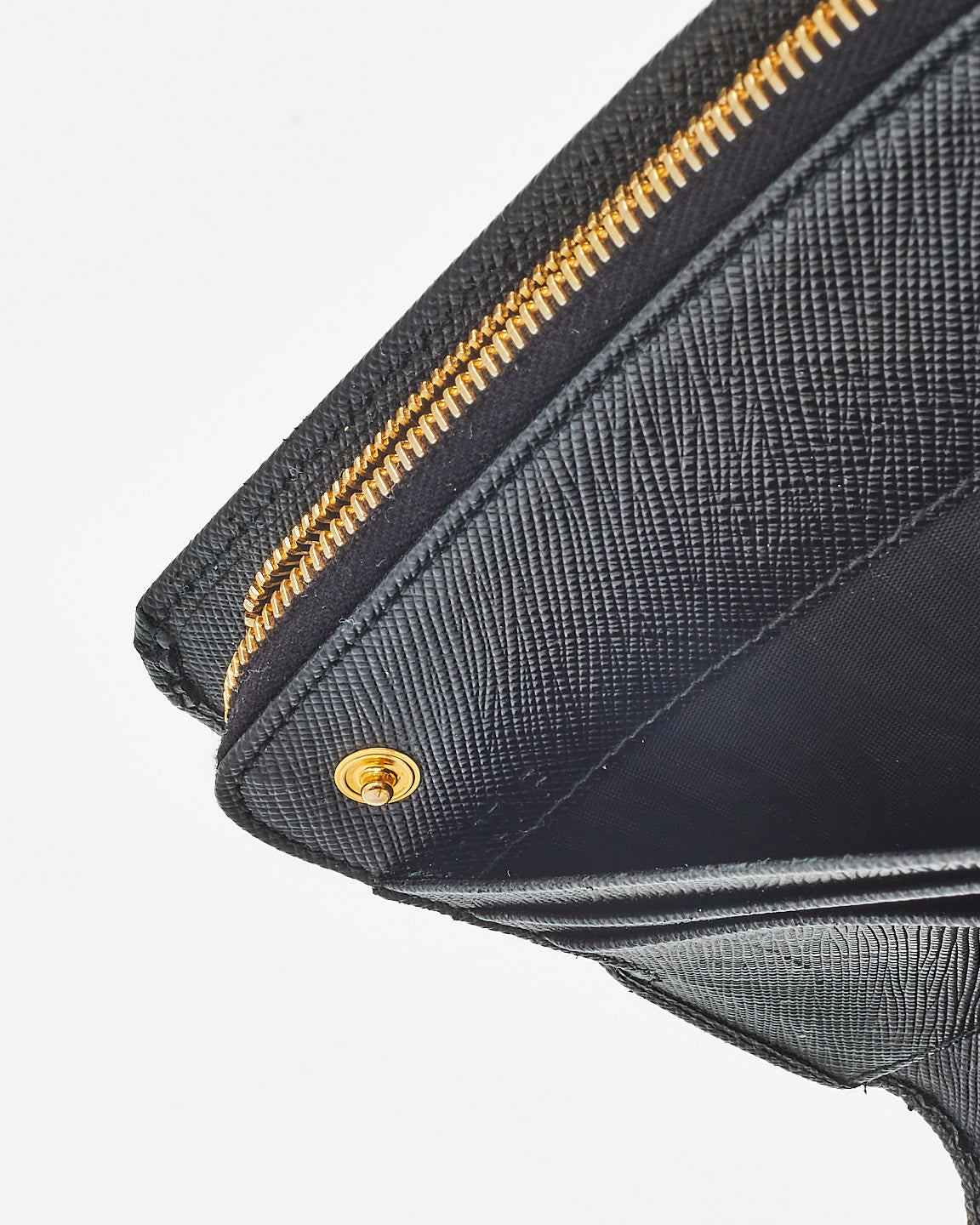 Prada Black Saffiano Leather Long Bi Fold Wallet