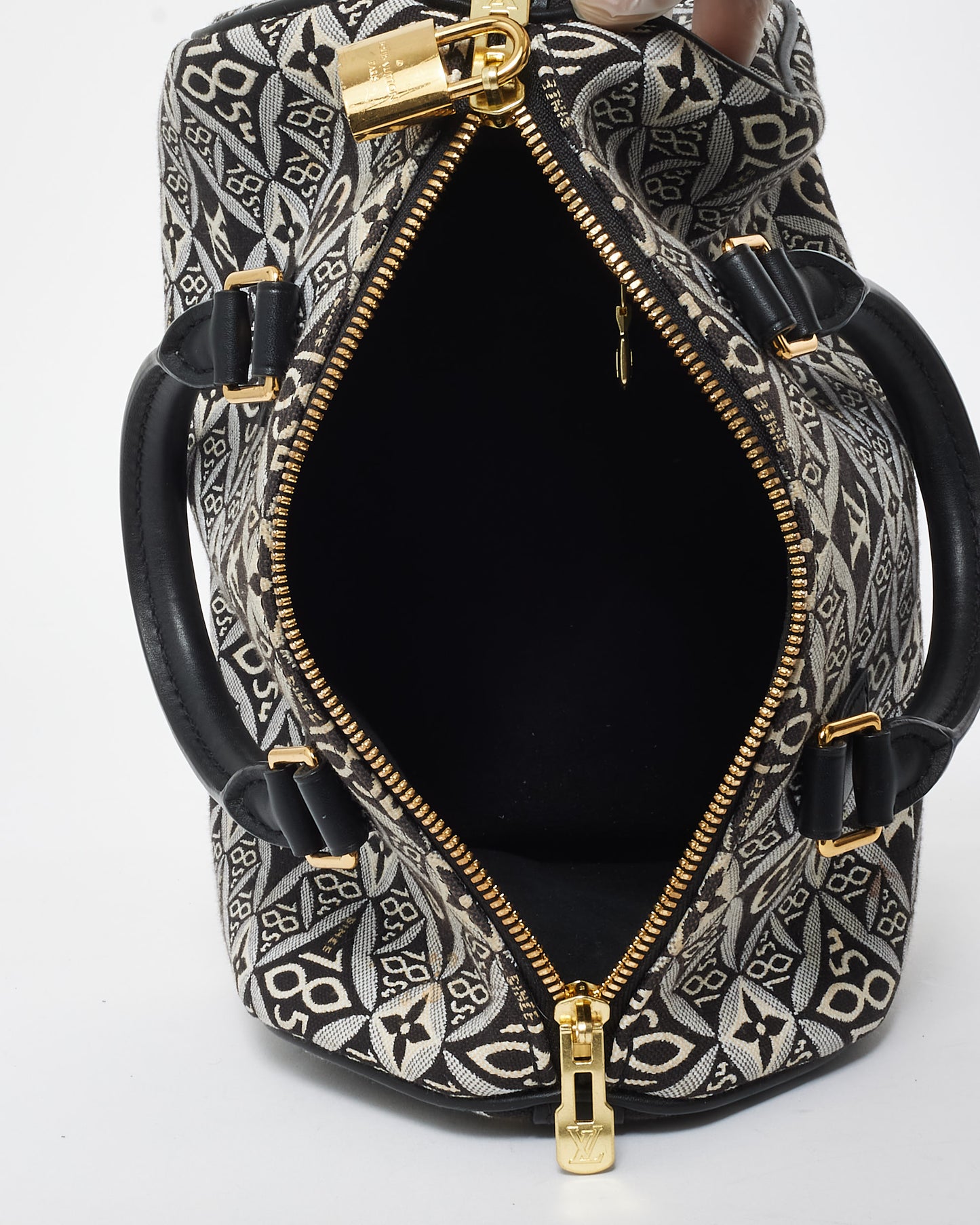 Louis Vuitton Navy & White Monogram Canvas Jacquard 1854 Speedy 25