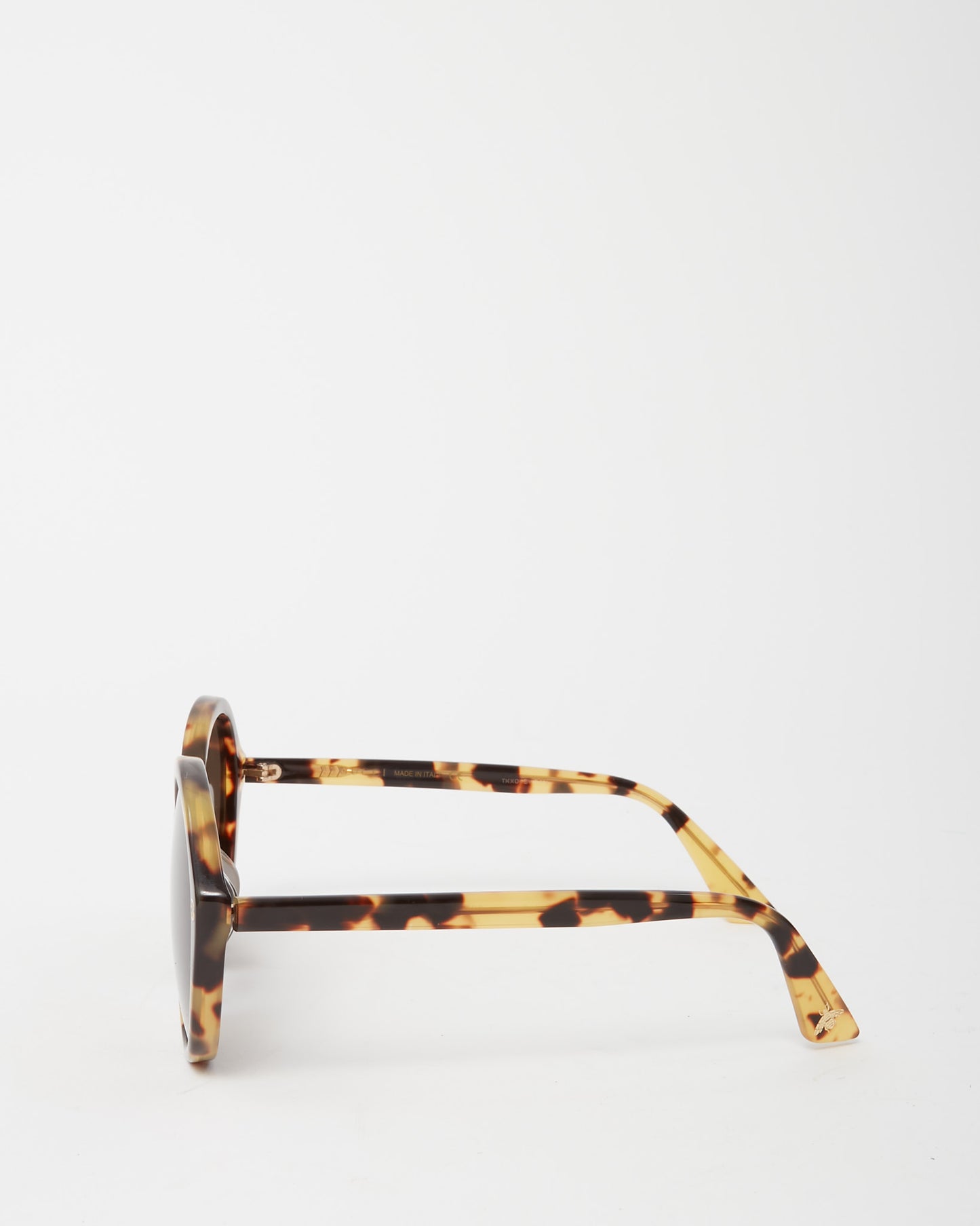 Gucci Beige and Brown Tortoise GG 0023SA Round Oversize Sunglasses