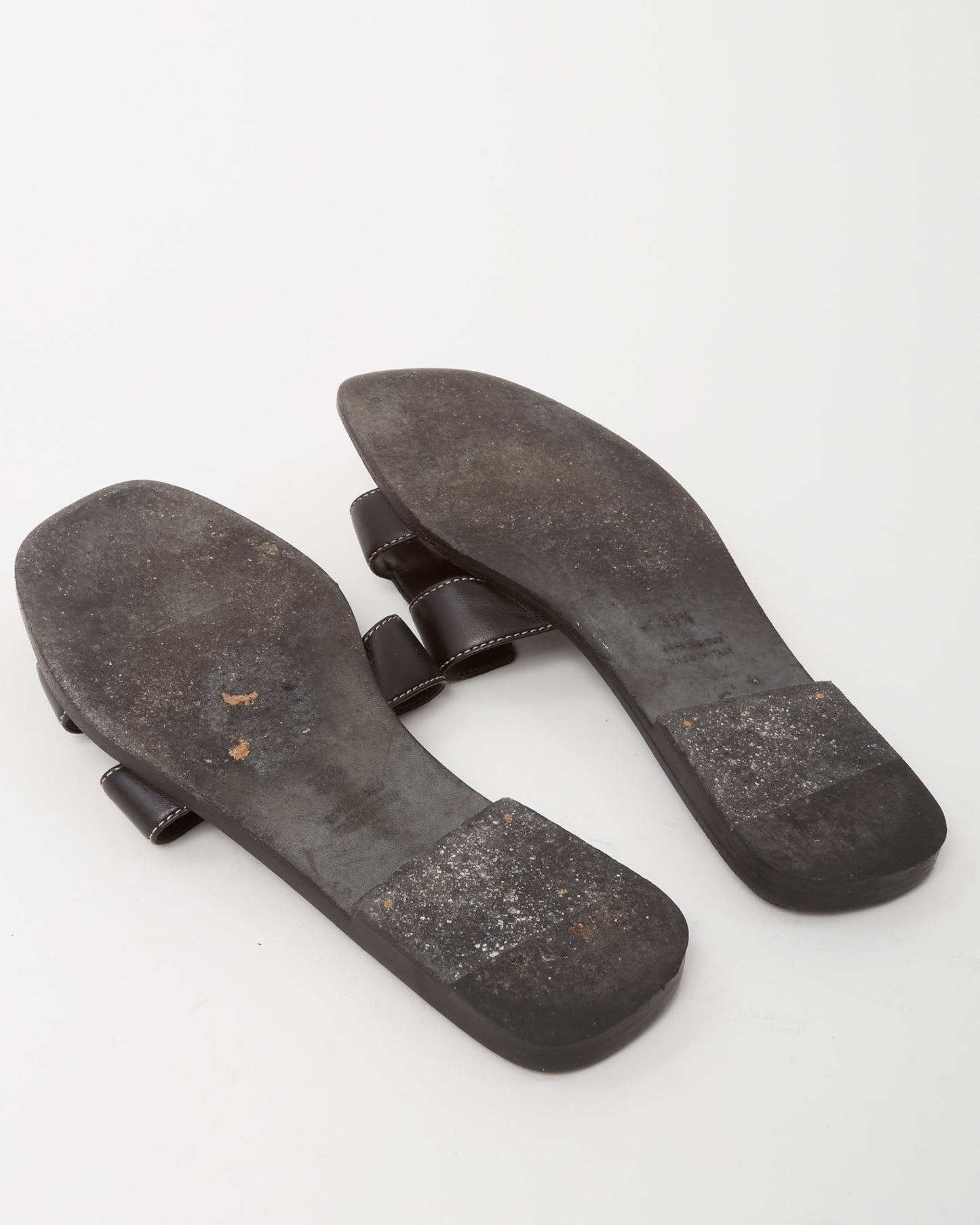 Hermès Black Box Calfskin Leather Oran H Sandals - 39.5