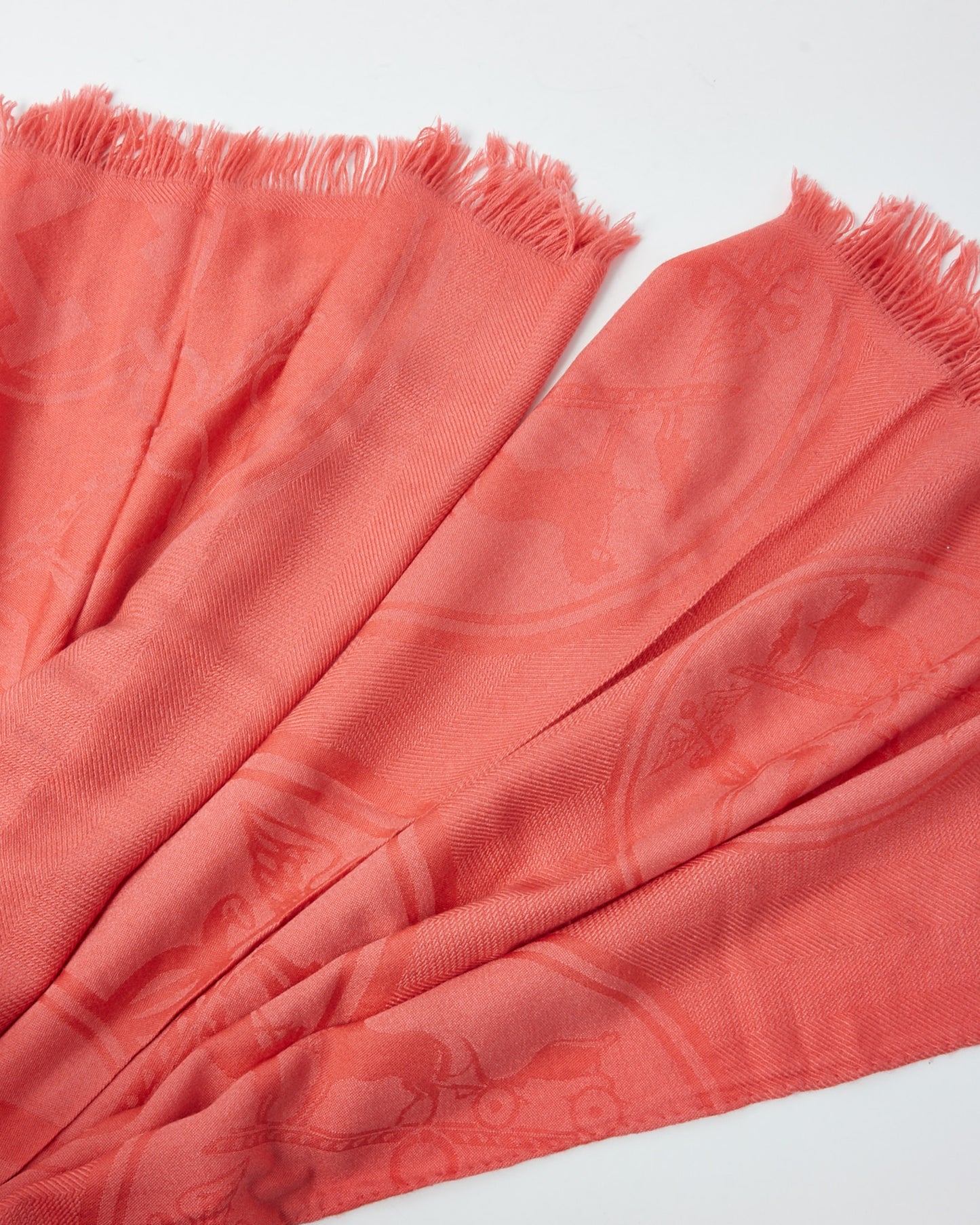 Hermès Coral Pink Cashmere and Silk New Libris Stole Scarf