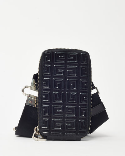 Givenchy Shiny Black Monogram Embossed Leather Antigona U Organizer Crossbody Bag
