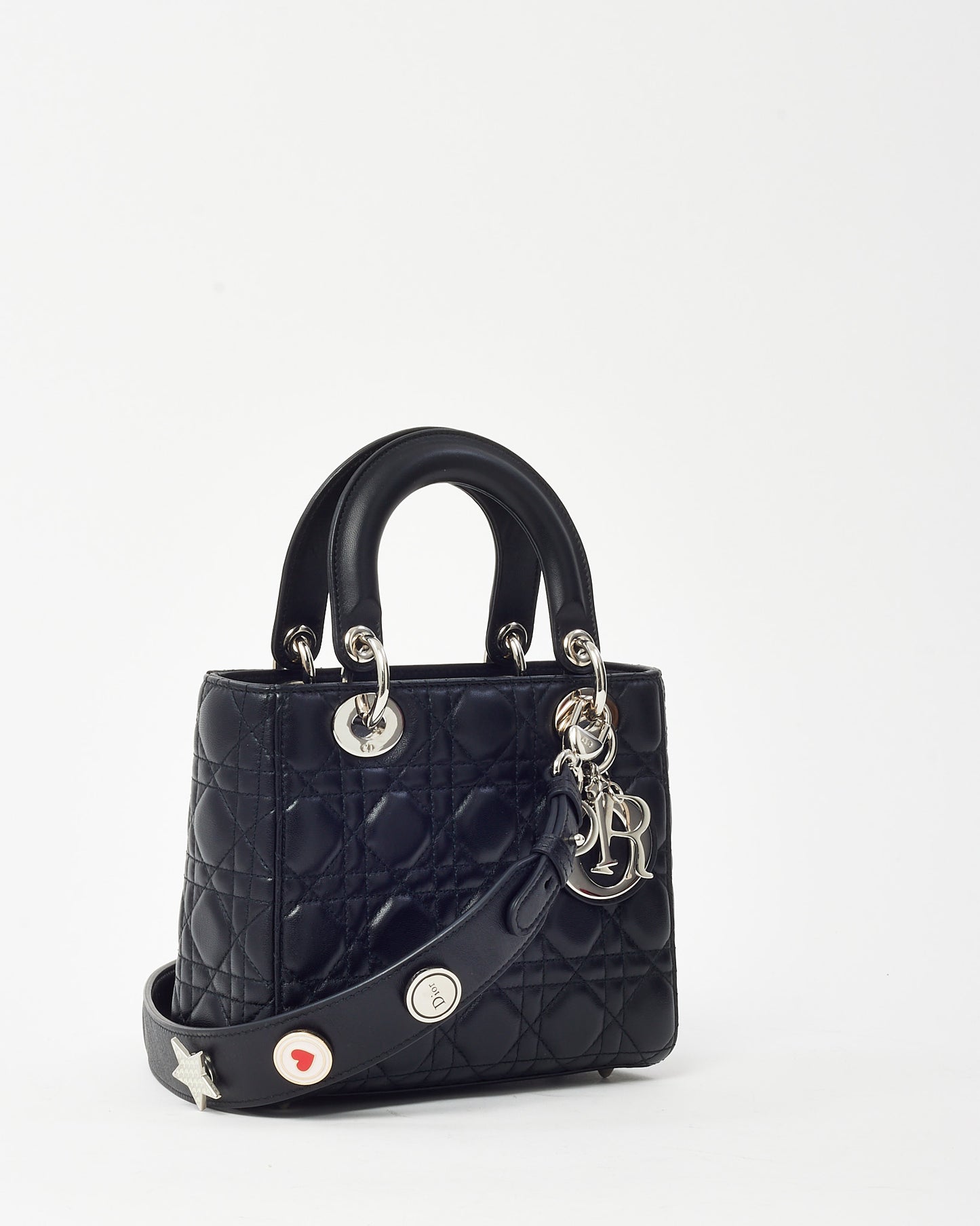 Dior Black Cannage Lambskin Leather Small Lady Dior My ABCDior Bag SHW