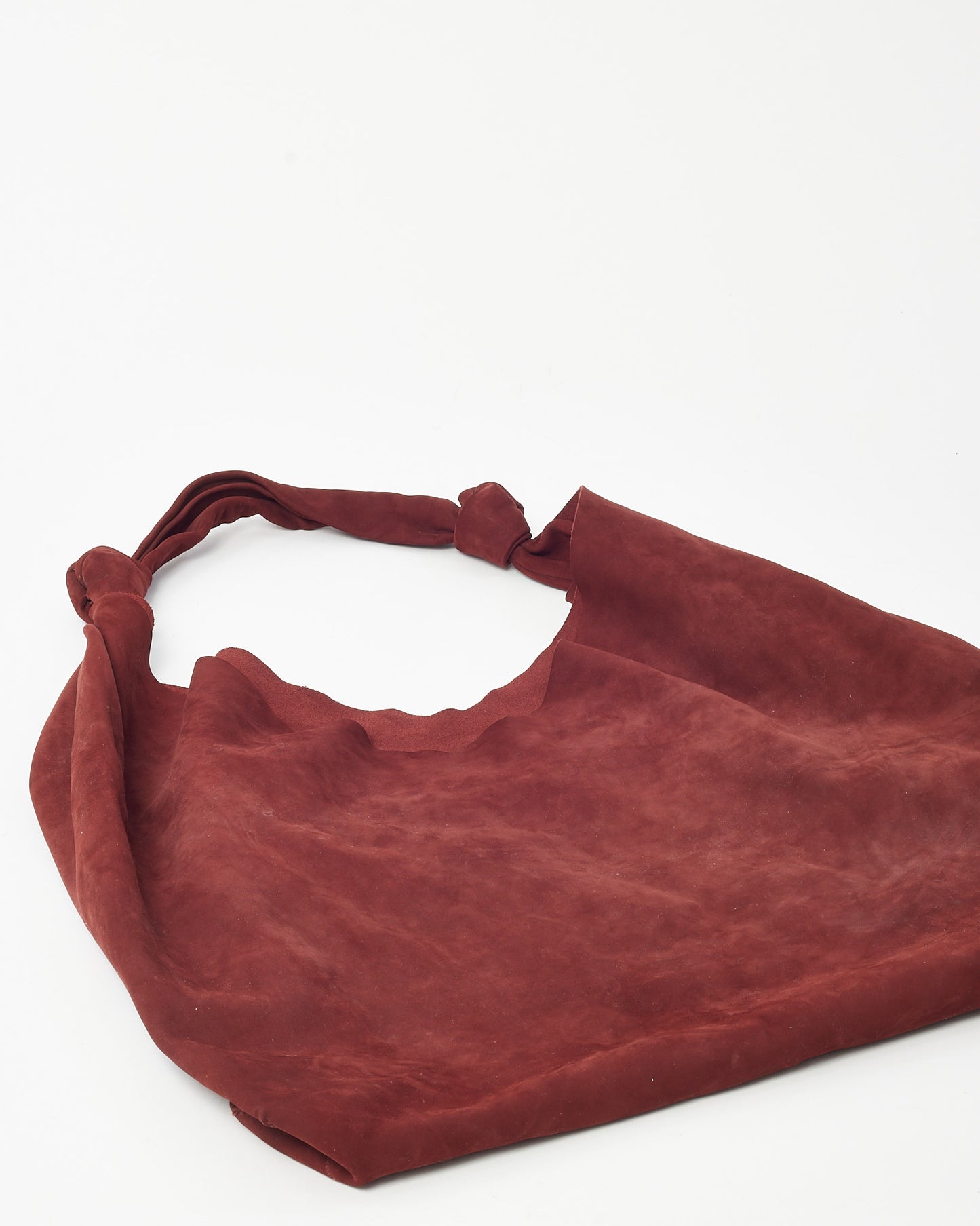 The Row Burgundy Suede Double Knot Bindle Hobo Shoulder Bag