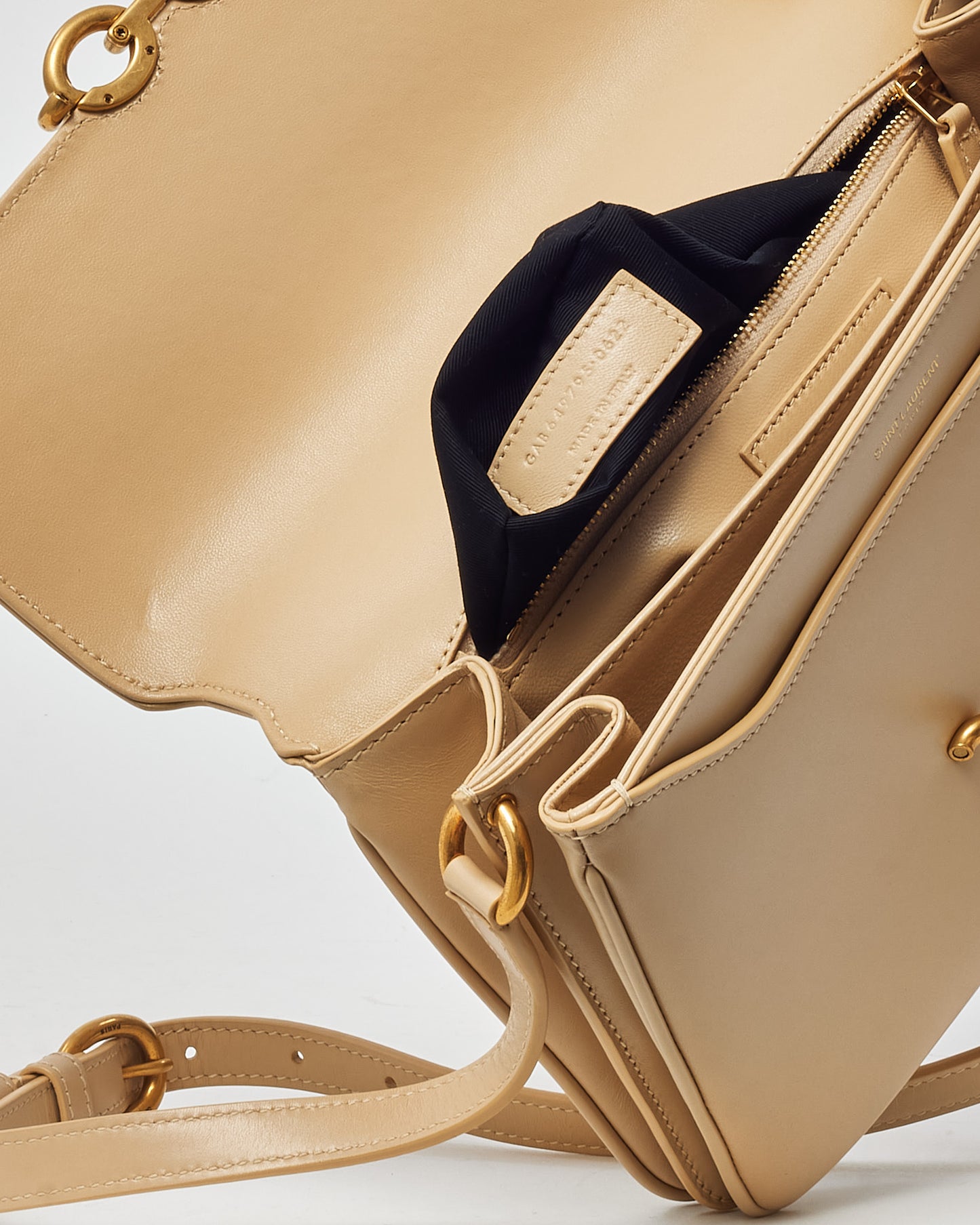 Saint Laurent Beige Smooth Leather Le Maillon Satchel Crossbody Bag