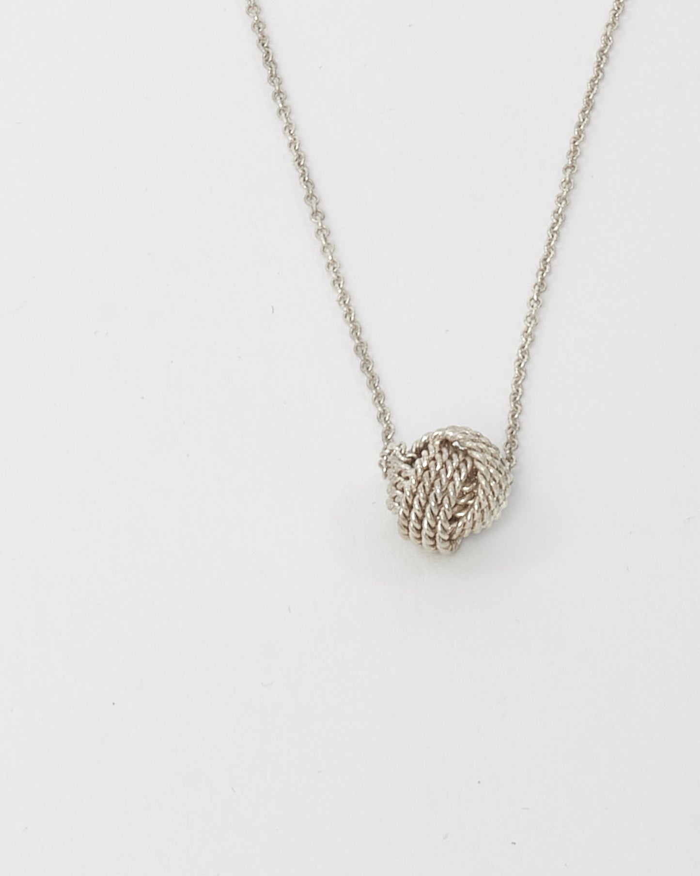 Tiffany & Co. Silver Mesh Knot Ball Pendant Necklace