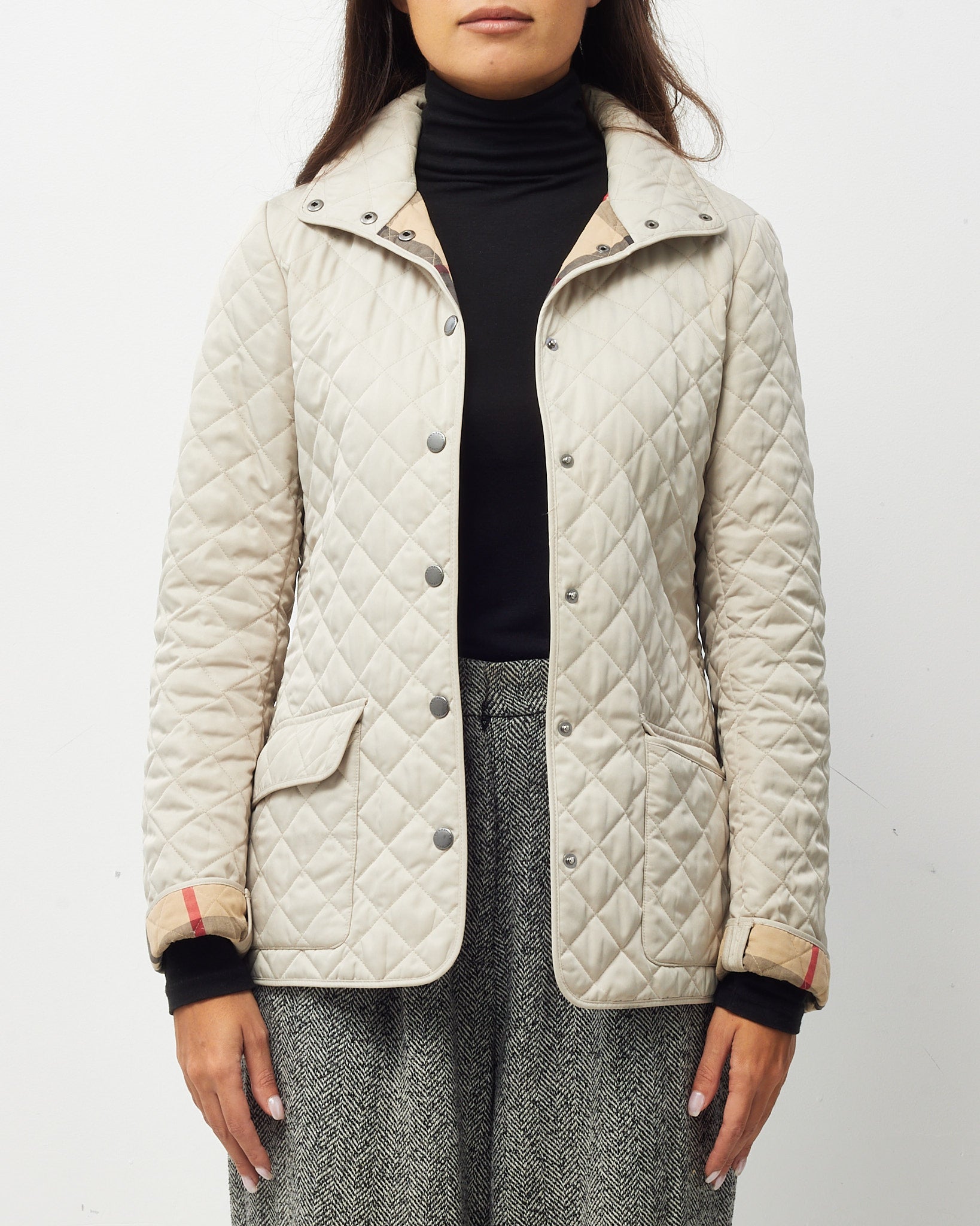 Buy Burberry Brit Beige Padded Quilted Button Up Jacket - XS