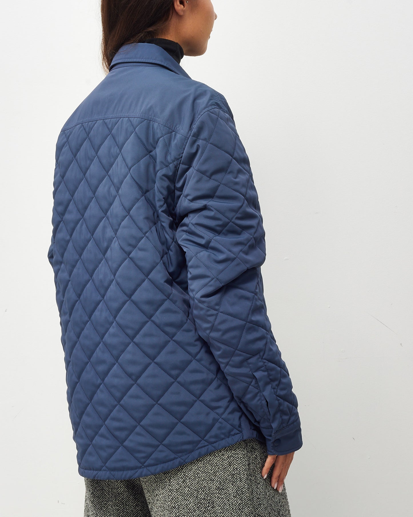 Gucci Vintage Navy Padded Diamond Quilted Nylon Jacket - M