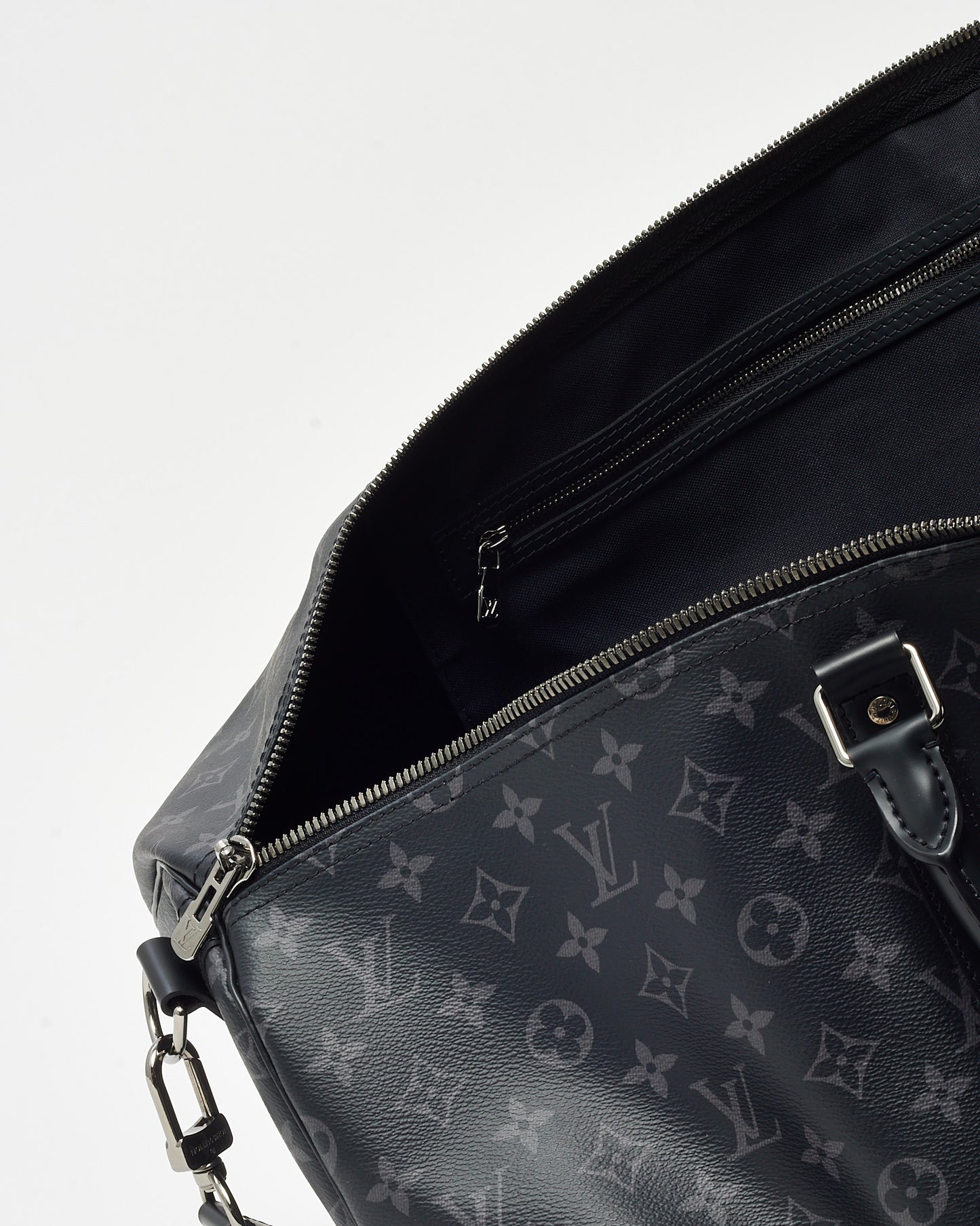 Louis Vuitton Black Monogram Eclipse Coated Canvas Keepall Bandoulière 55