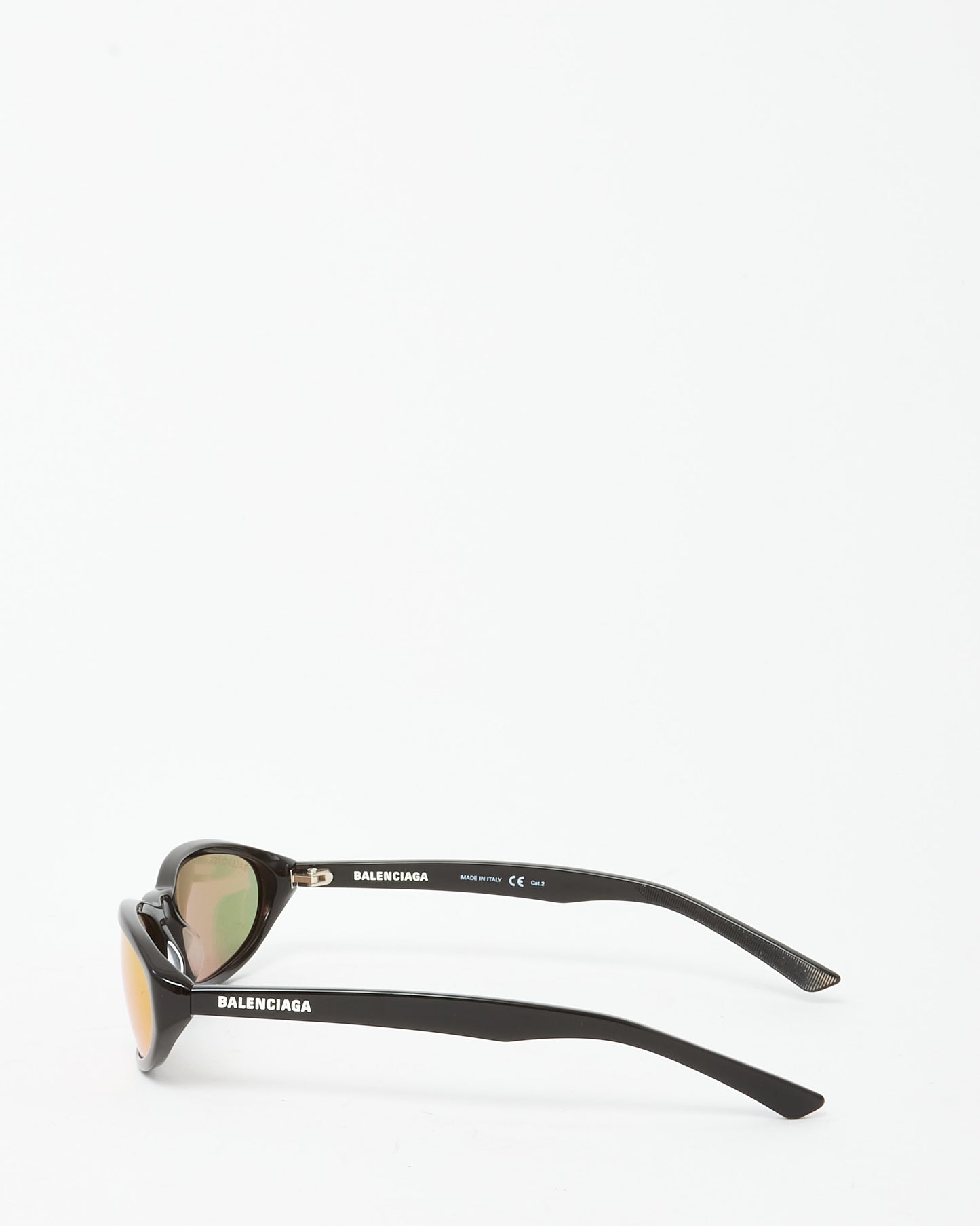 Balenciaga Black and Pink Reflective Lens BB007S Round Sunglasses