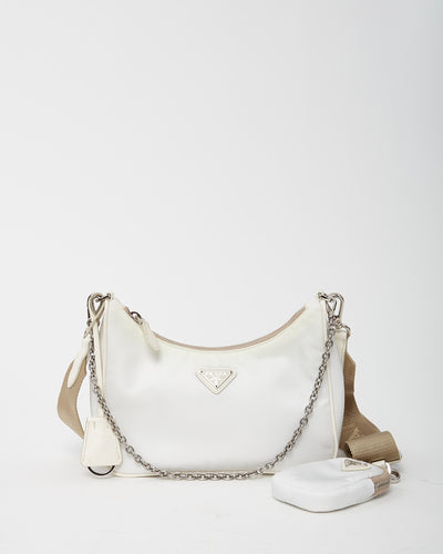 Prada Re-Nylon 2005 Re-Edition Crossbody Bag, White/Beige