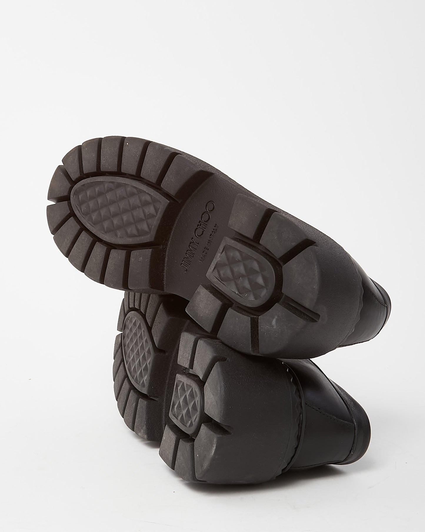 Jimmy Choo Black Leather Crystal Emebellished Bryer Loafers - 40