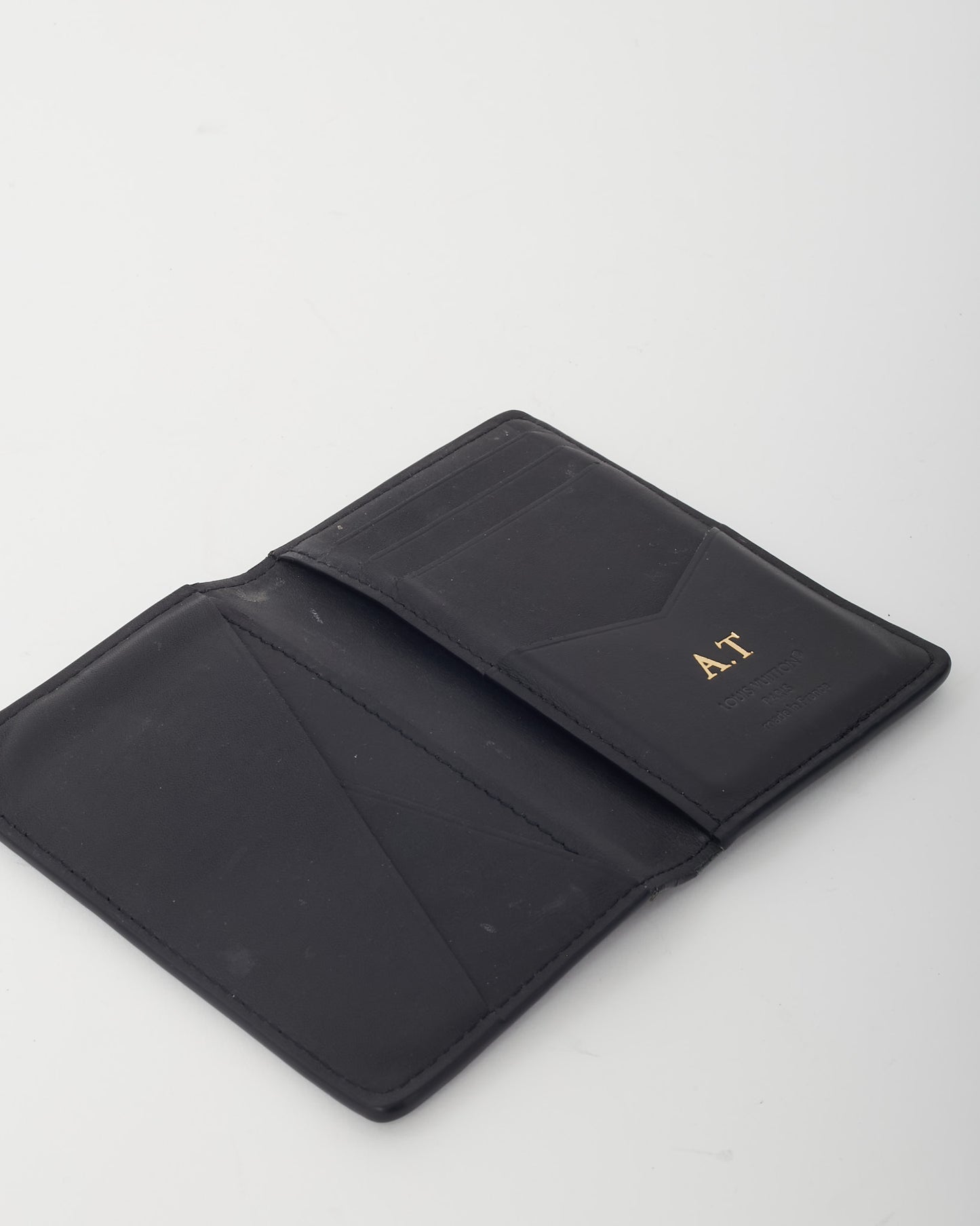 Louis Vuitton Black Monogram Shadow Calf Leather Pocket Organizer Wallet