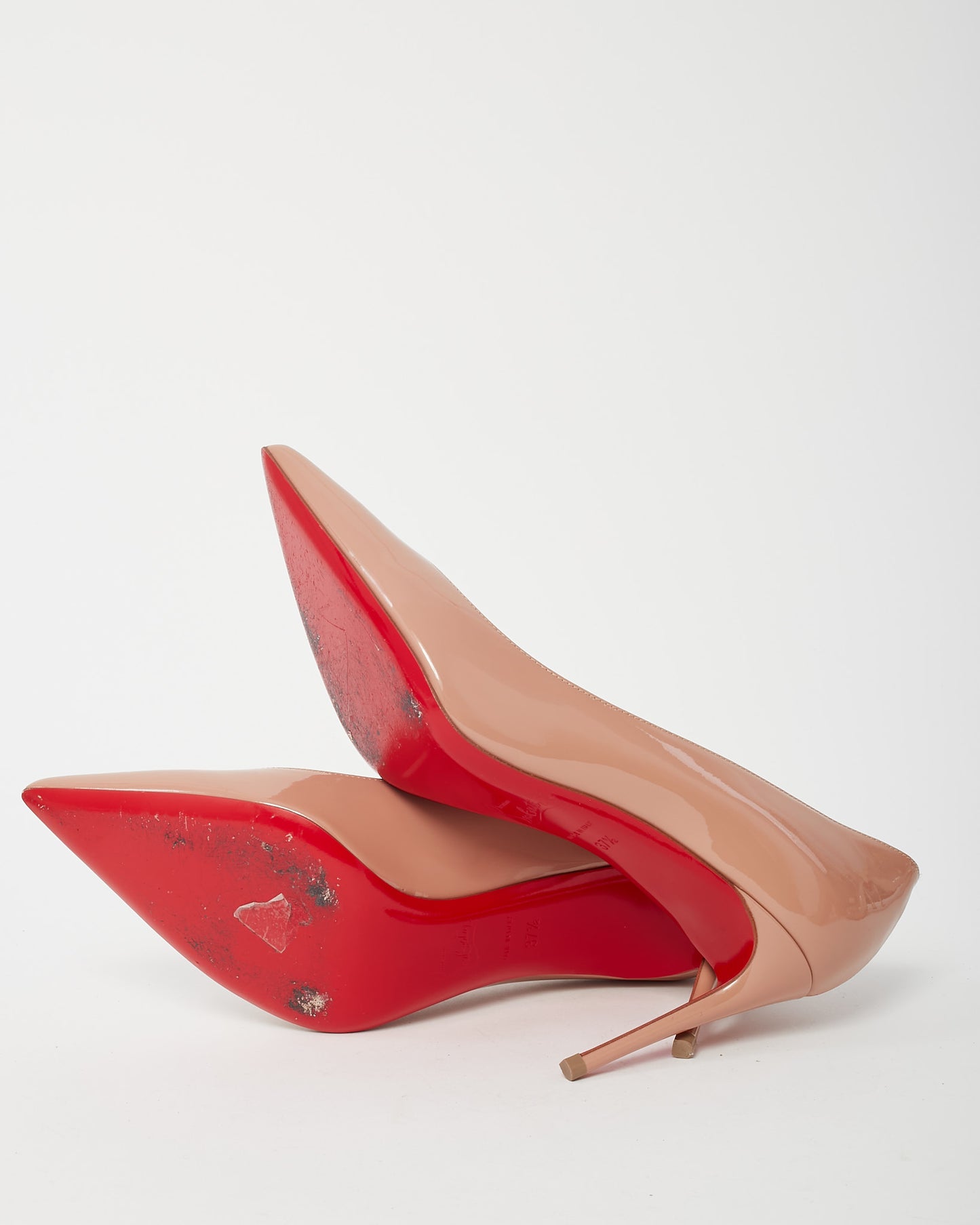 Christian Louboutin Beige Patent Leather Kate 85mm Pumps - 37.5