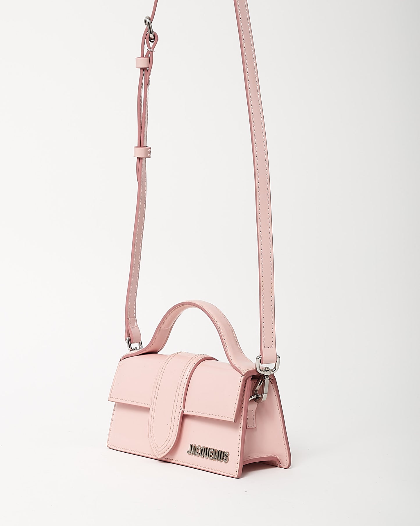 Jacquemus Light Pink Glazed Leather Le Bambino Mini Crossbody Bag