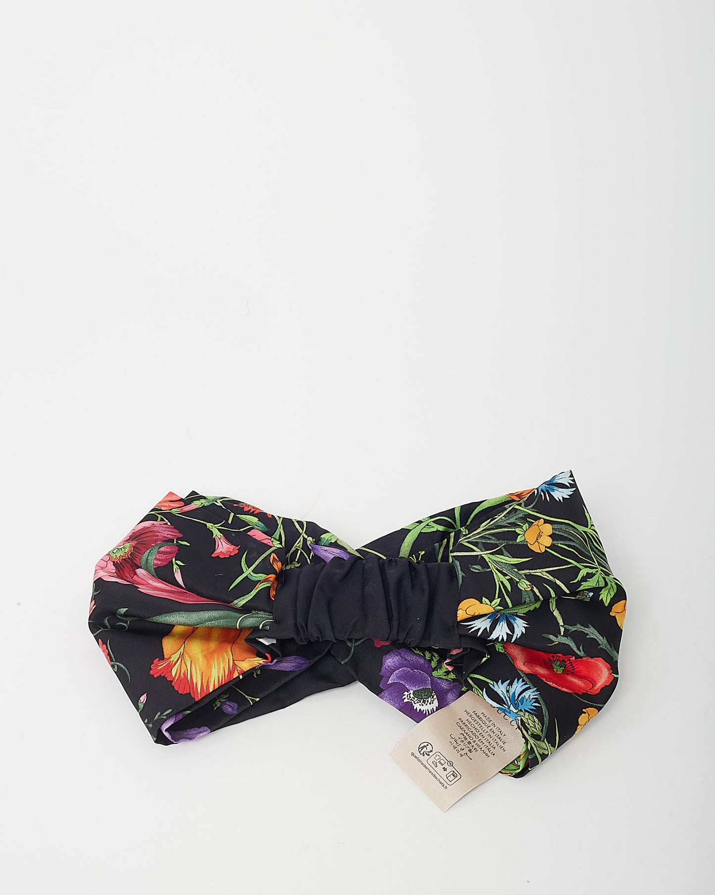 Gucci Black Floral Silk Twisted Headband - M