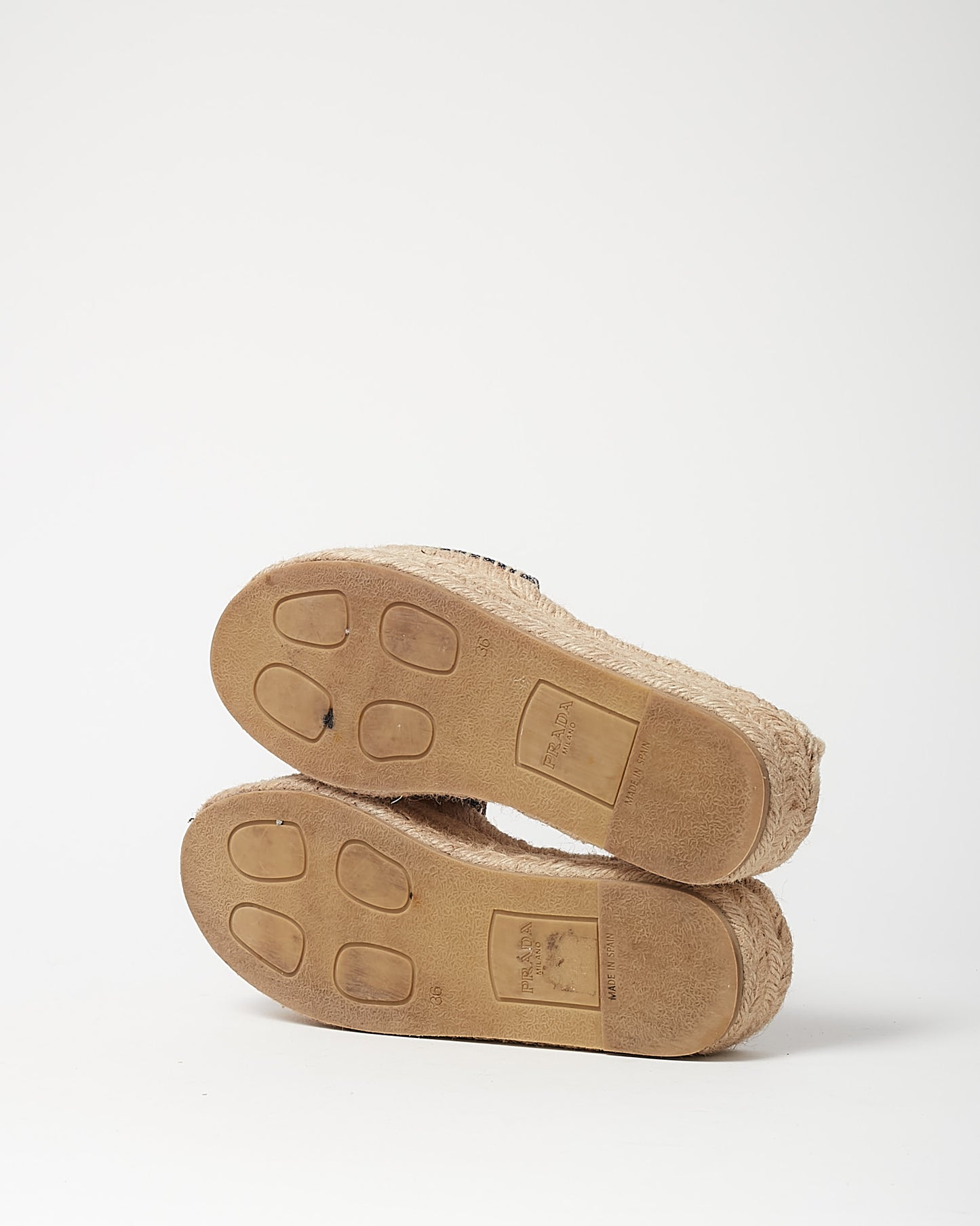 Prada Indigo Denim Canapa Logo Espadrilles - 36