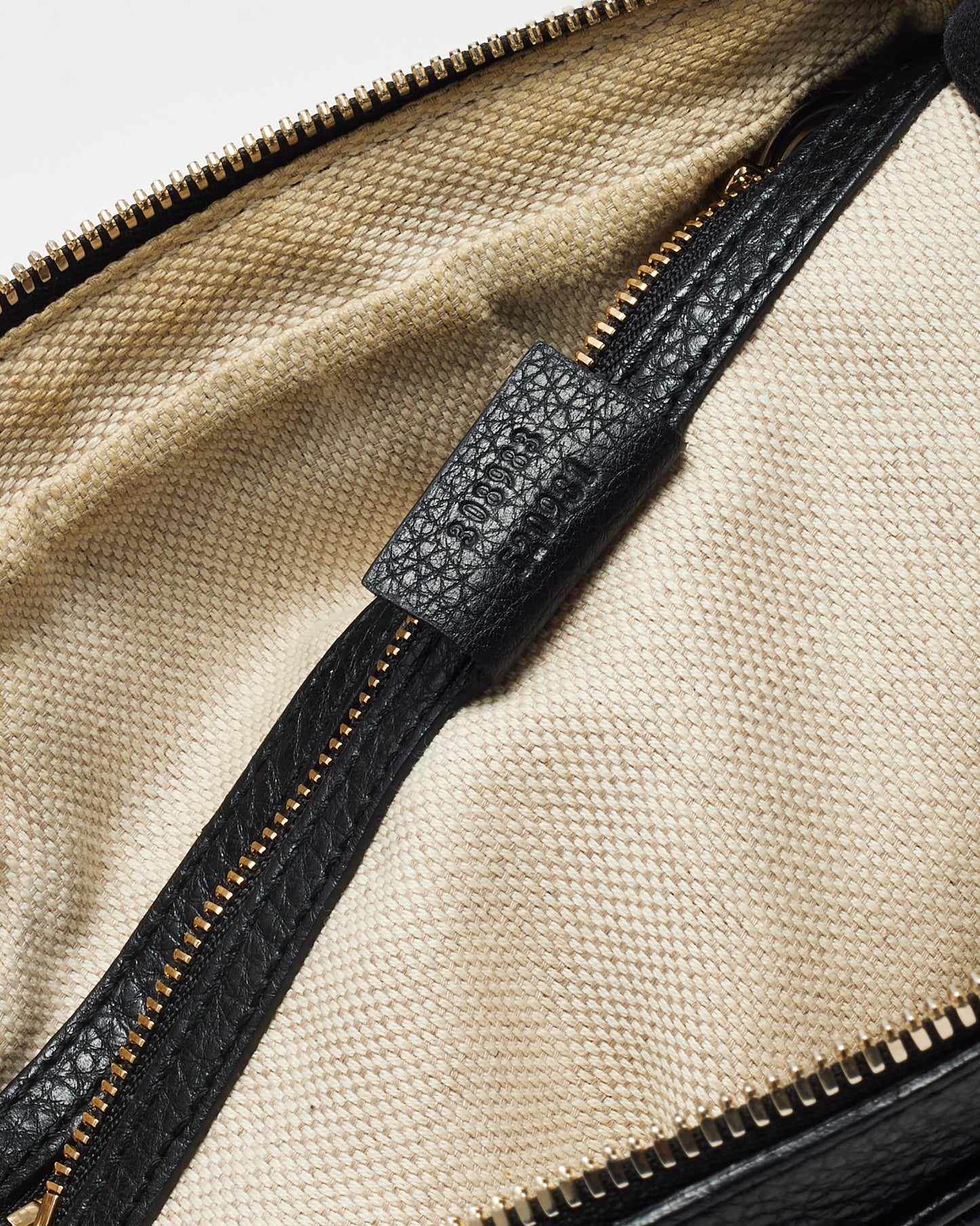 Gucci Black Pebbled Calfskin GG Soho Chain Zip Shoulder Bag