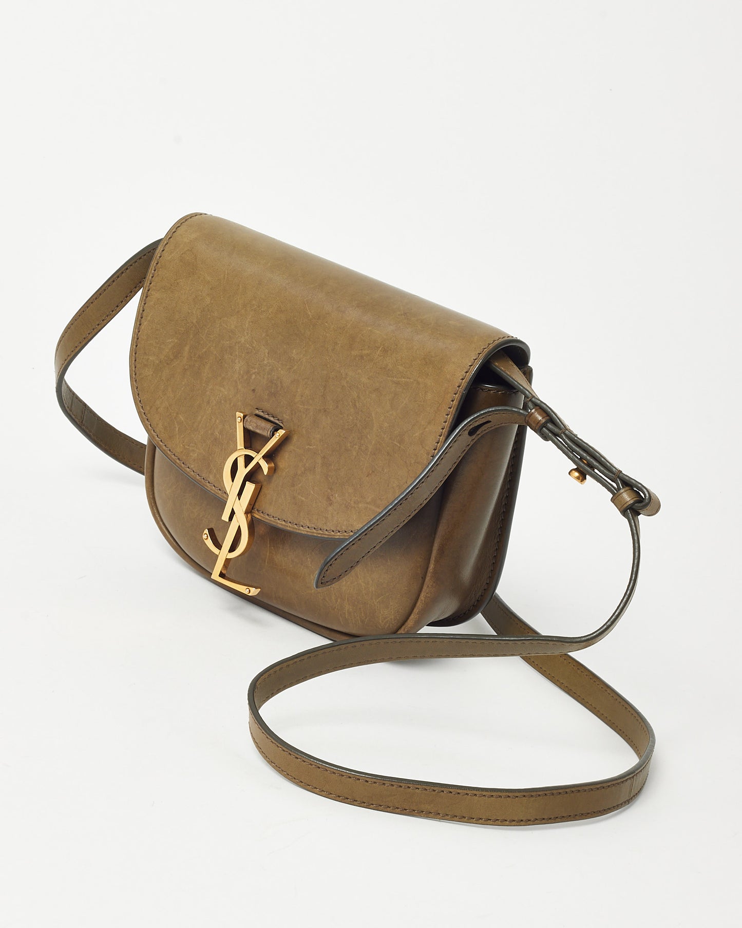 Saint Laurent Khaki Green Smooth Vintage Calfskin Leather Small Kaia Crossbody Bag GHW