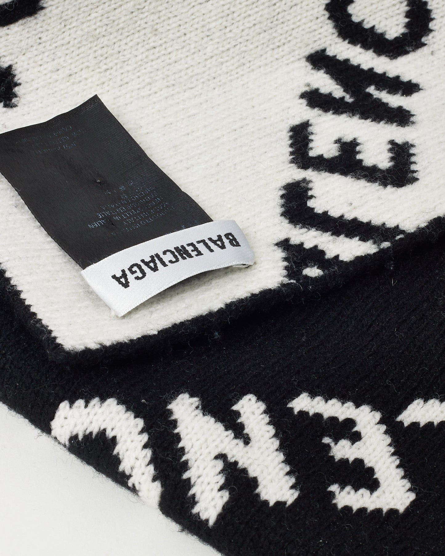 Balenciaga Écharpe à logo en laine bordeaux et noire