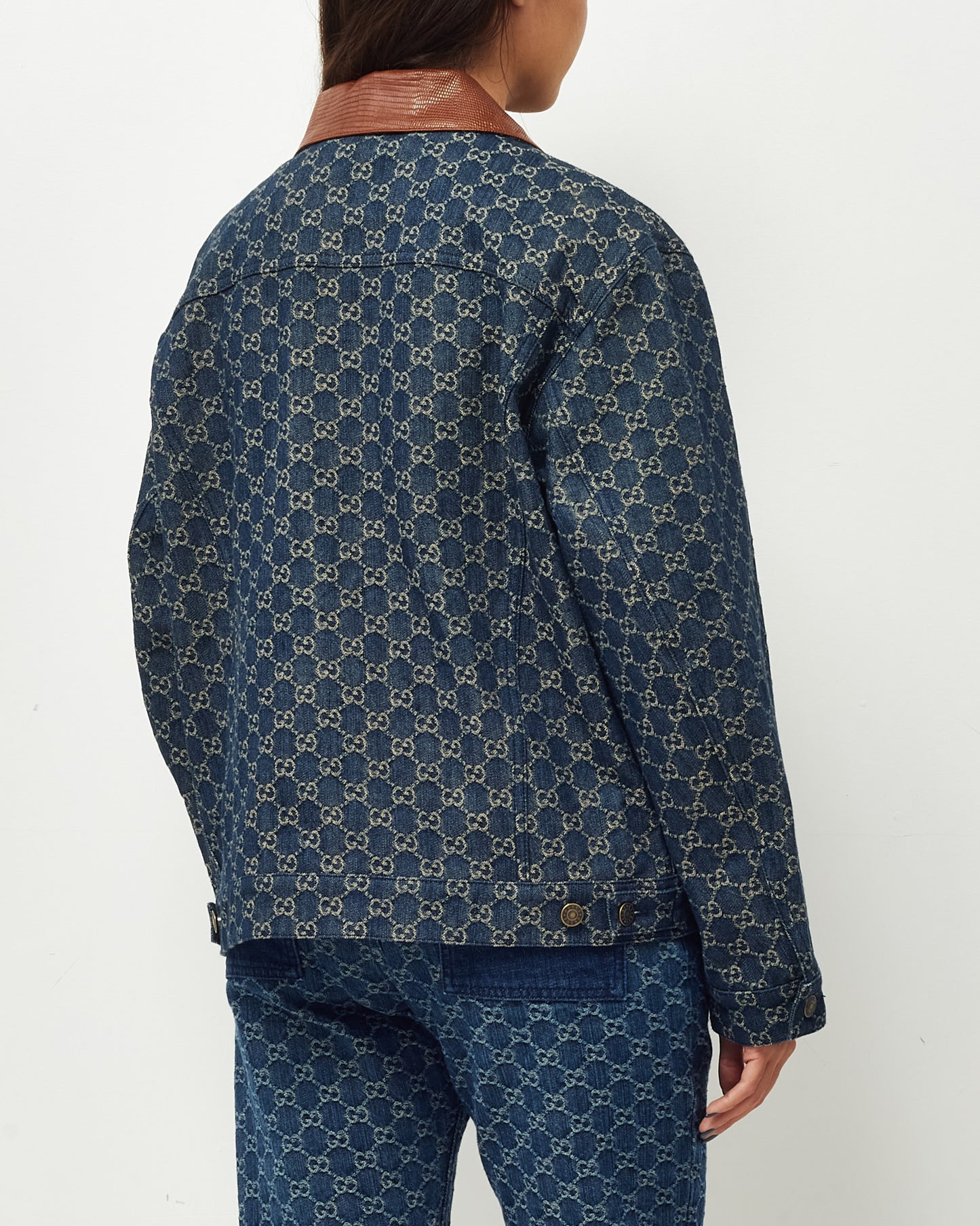 Gucci Blue Eco Washed Organic Denim GG Monogram Jean Jacket - 44 MEN/M WOMEN