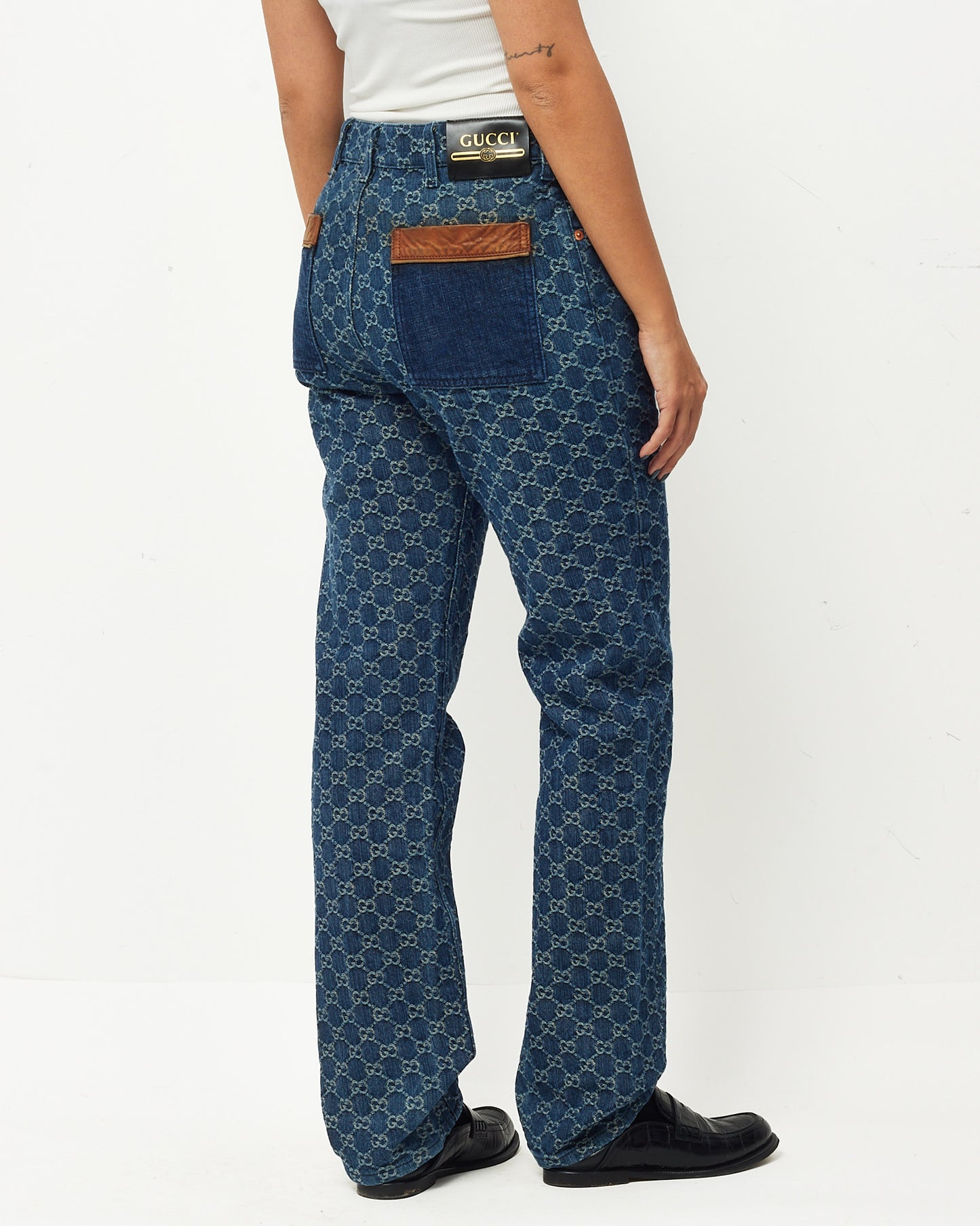 Gucci Blue Eco Washed Organic Denim GG Monogram Jeans - 32 MEN / US 8/10 WOMEN