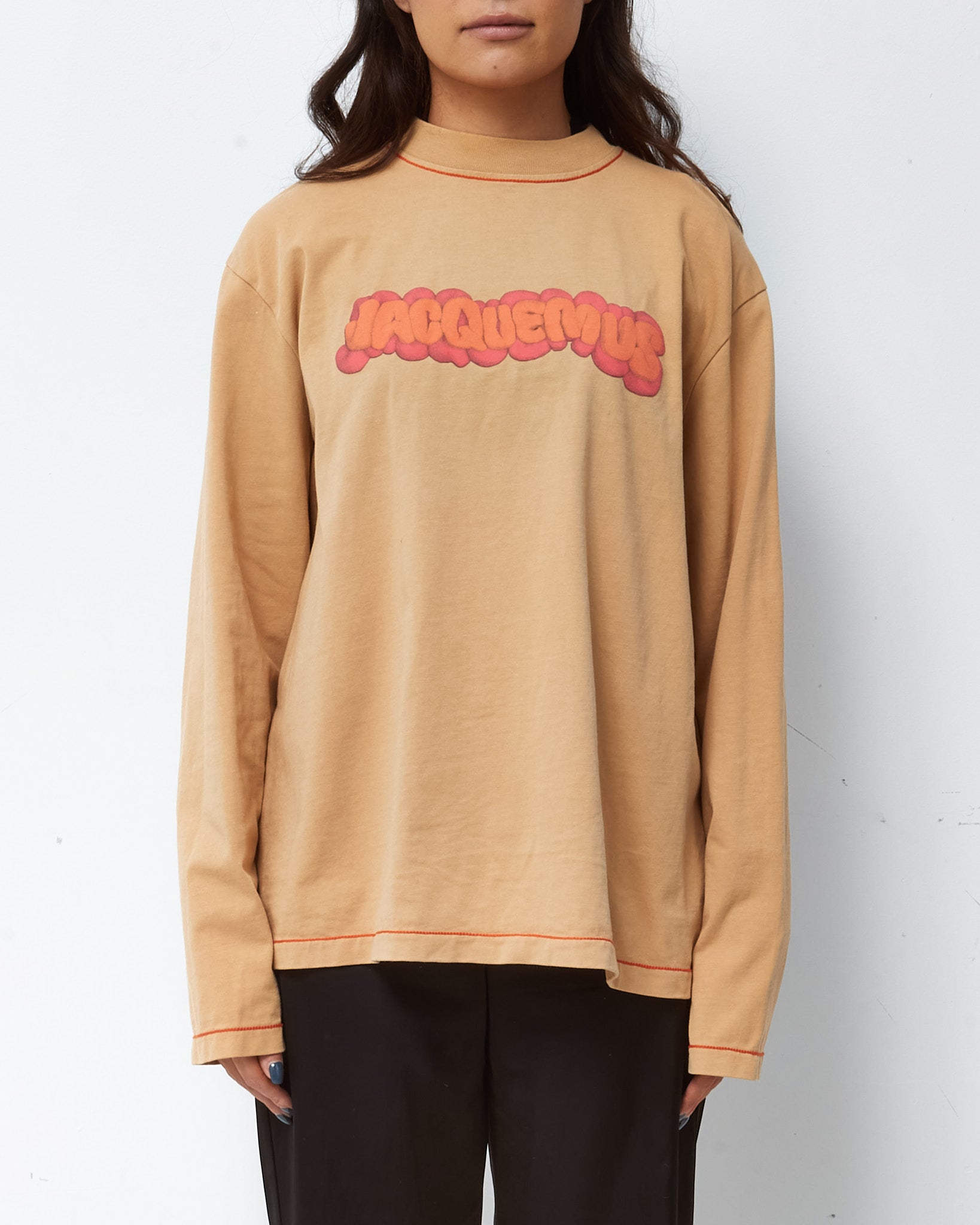 Buy Jacquemus Beige Cotton and Orange Graffiti Logo Long Sleeve