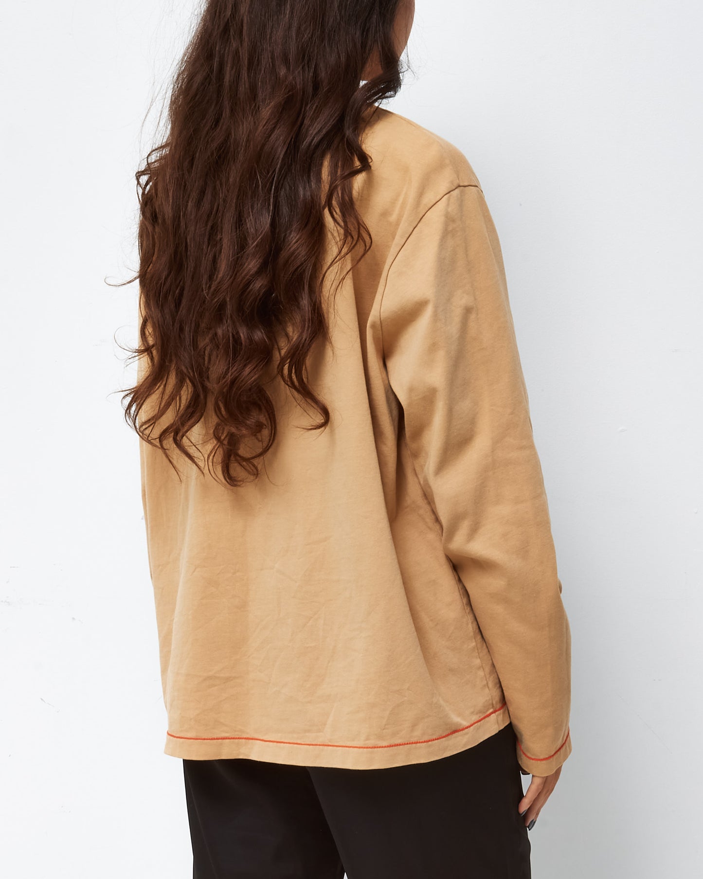 Jacquemus Beige Cotton and Orange Graffiti Logo Long Sleeve Shirt - S