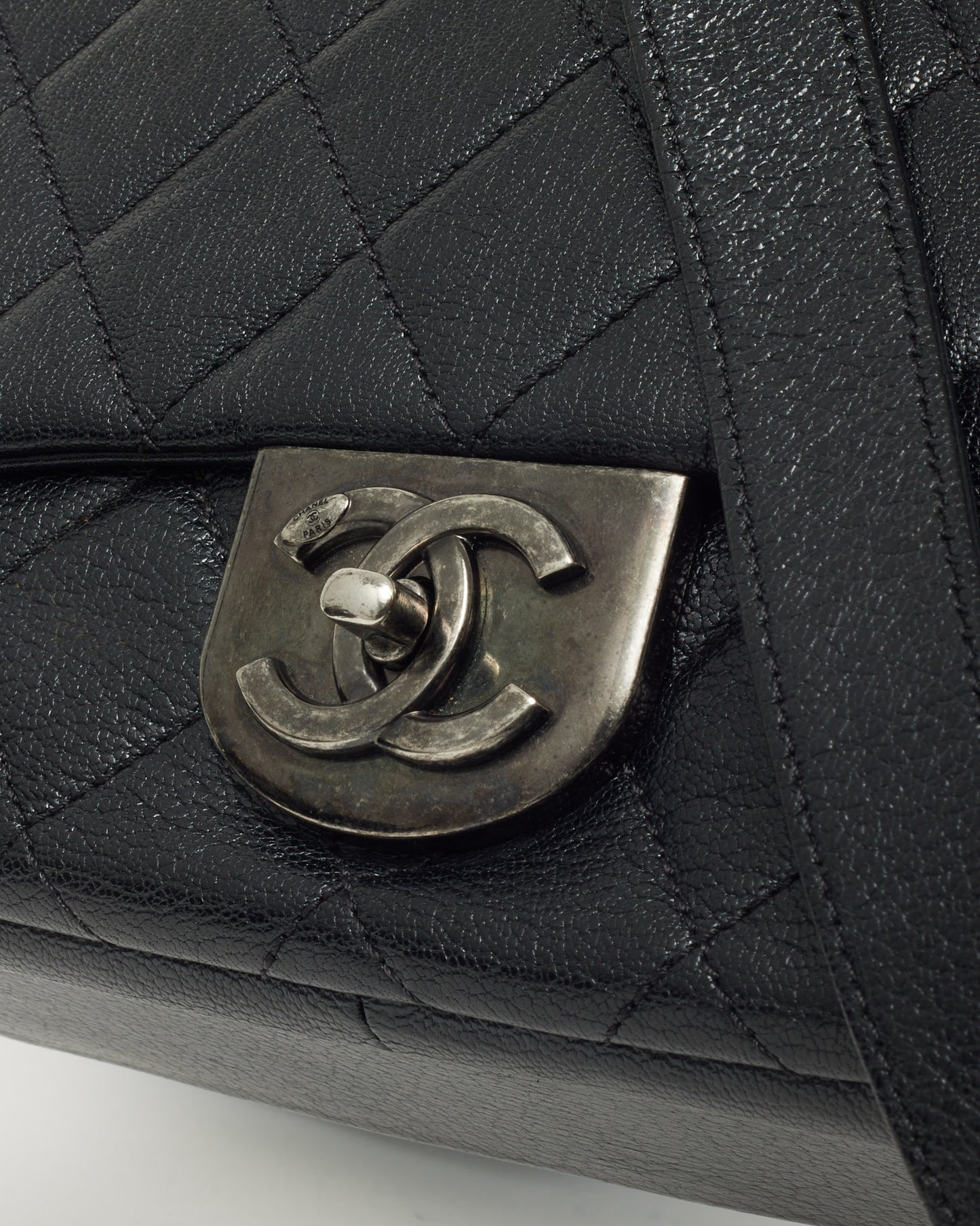 Chanel Black Quilted Goatskin Leather Small Double Carry Waist Flap Bag SHW