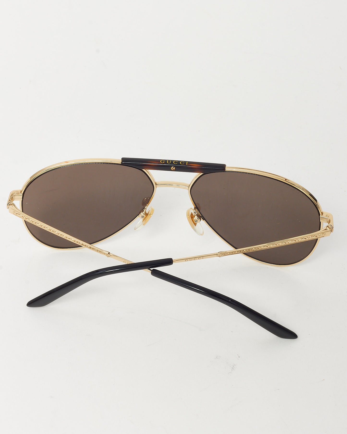 Gucci Gold and Brown GG0242S Aviator Sunglasses