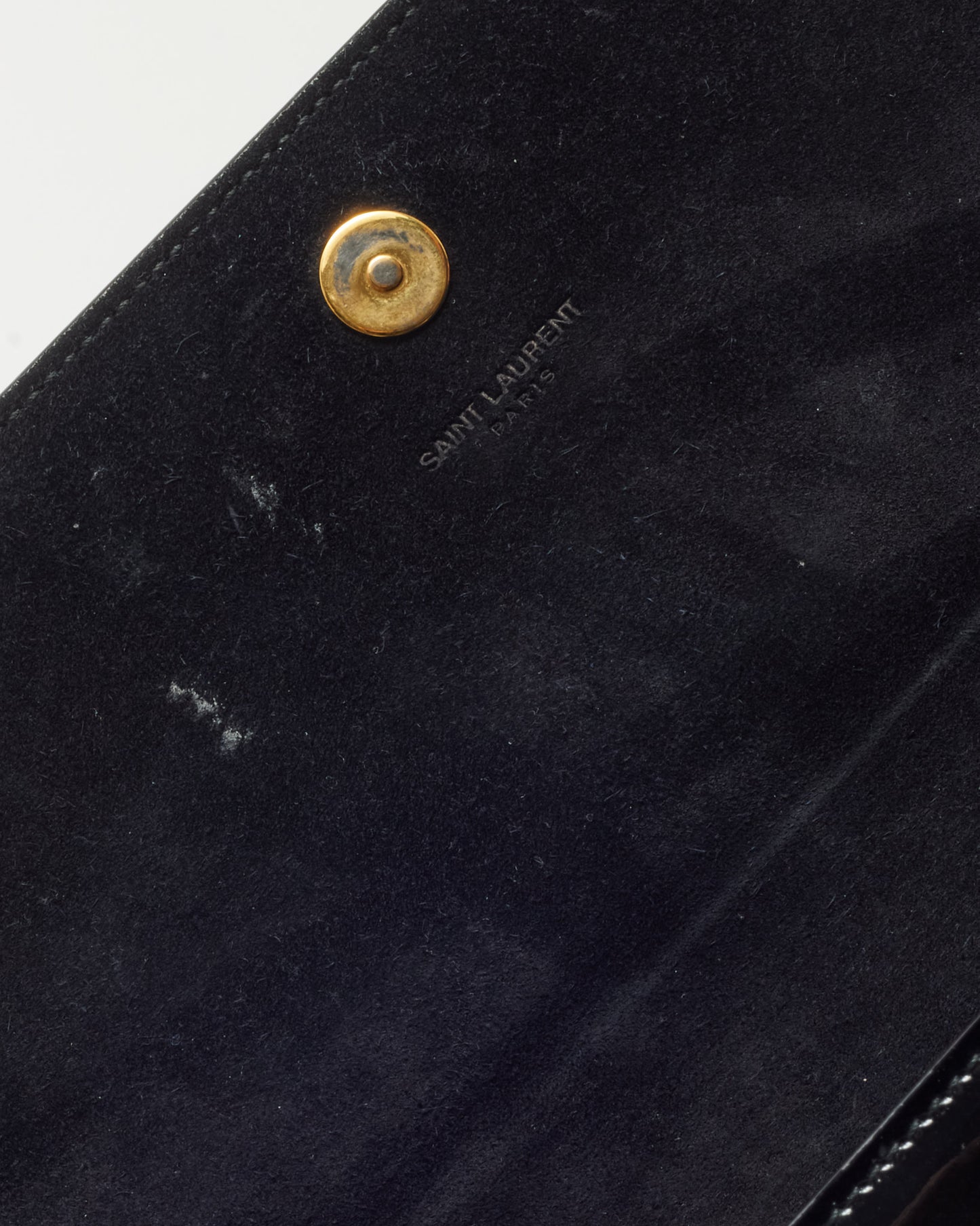 Saint Laurent Black Patent Leather GHW YSL Logo Clutch