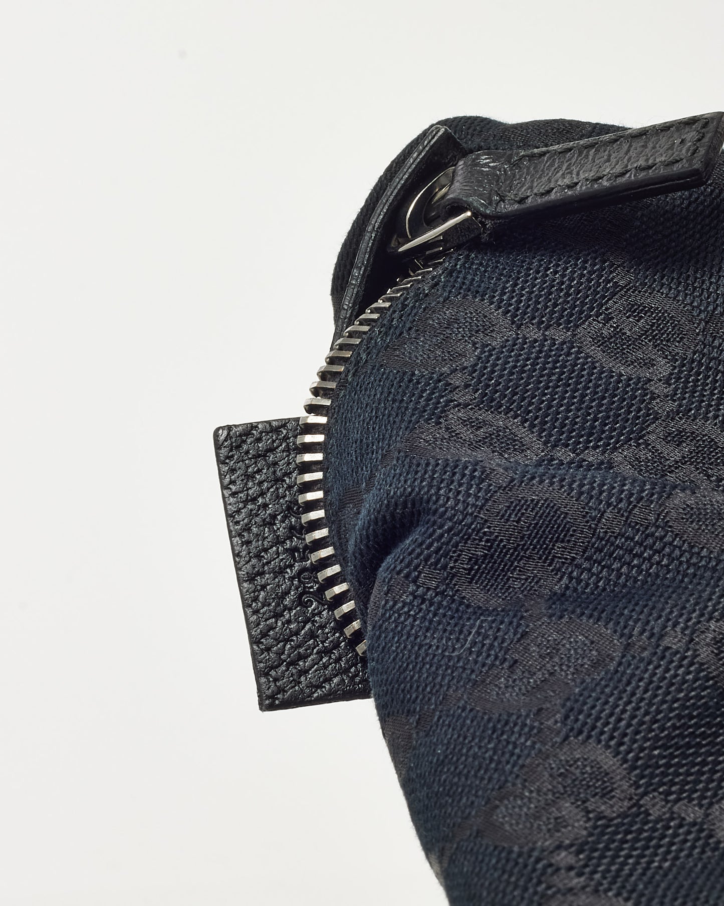 Gucci Black Monogram GG Canvas Double Pocket Belt Bag