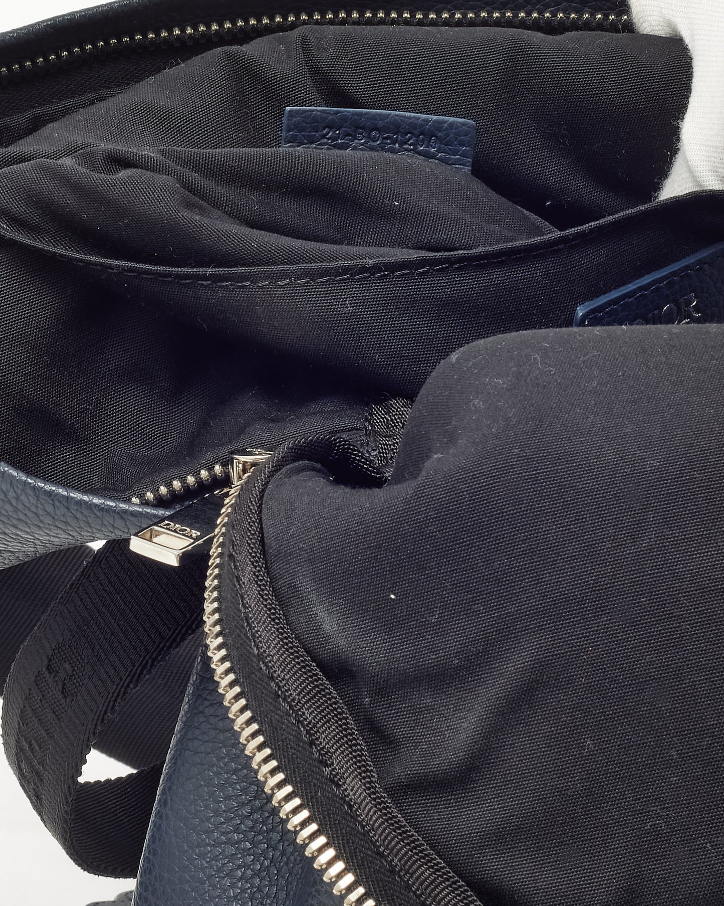 Dior x Stussy Navy Grained Leather Red Printed Logo Backpack