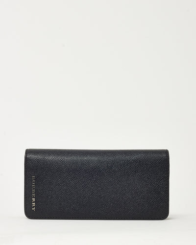 Burberry Black Grained Calf Leather Cavendish Long Bi-Fold Wallet