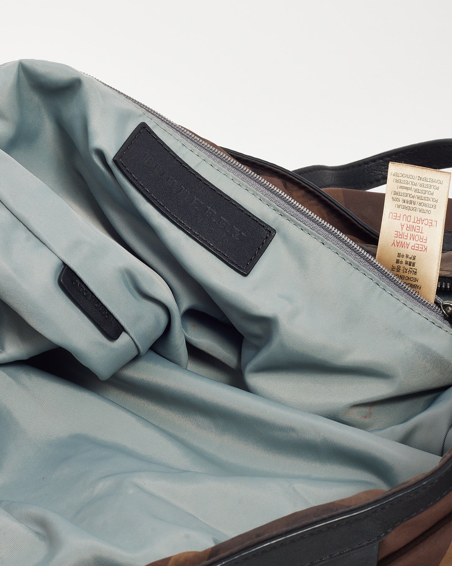 Burberry Brown Check Nylon Medium Buckleigh Packable Tote Bag