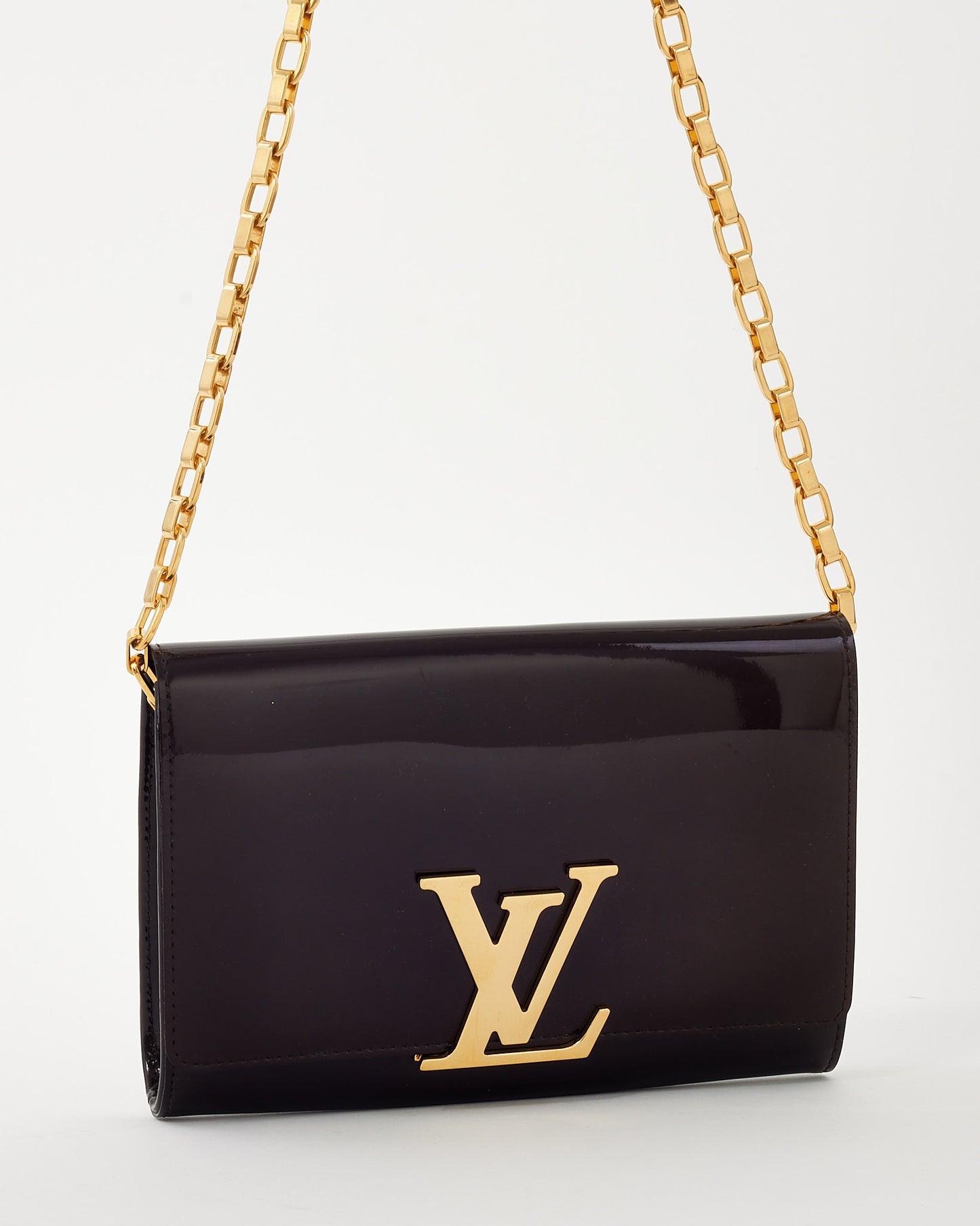 Louis Vuitton Purple Amarante Patent Leather Louise Lockme Chain Shoulder Bag MM
