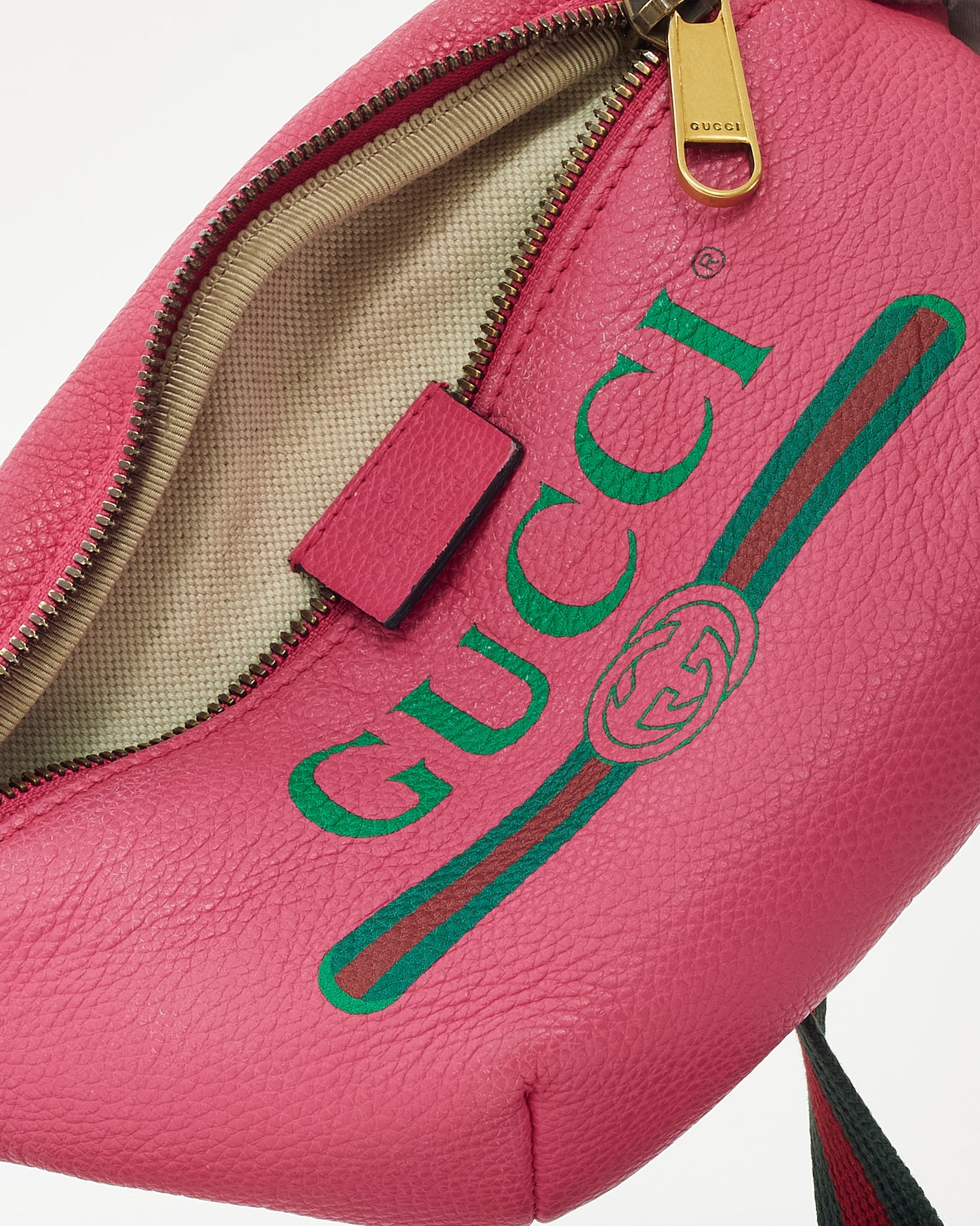 Gucci Pink Leather Web Logo Small Belt Bag