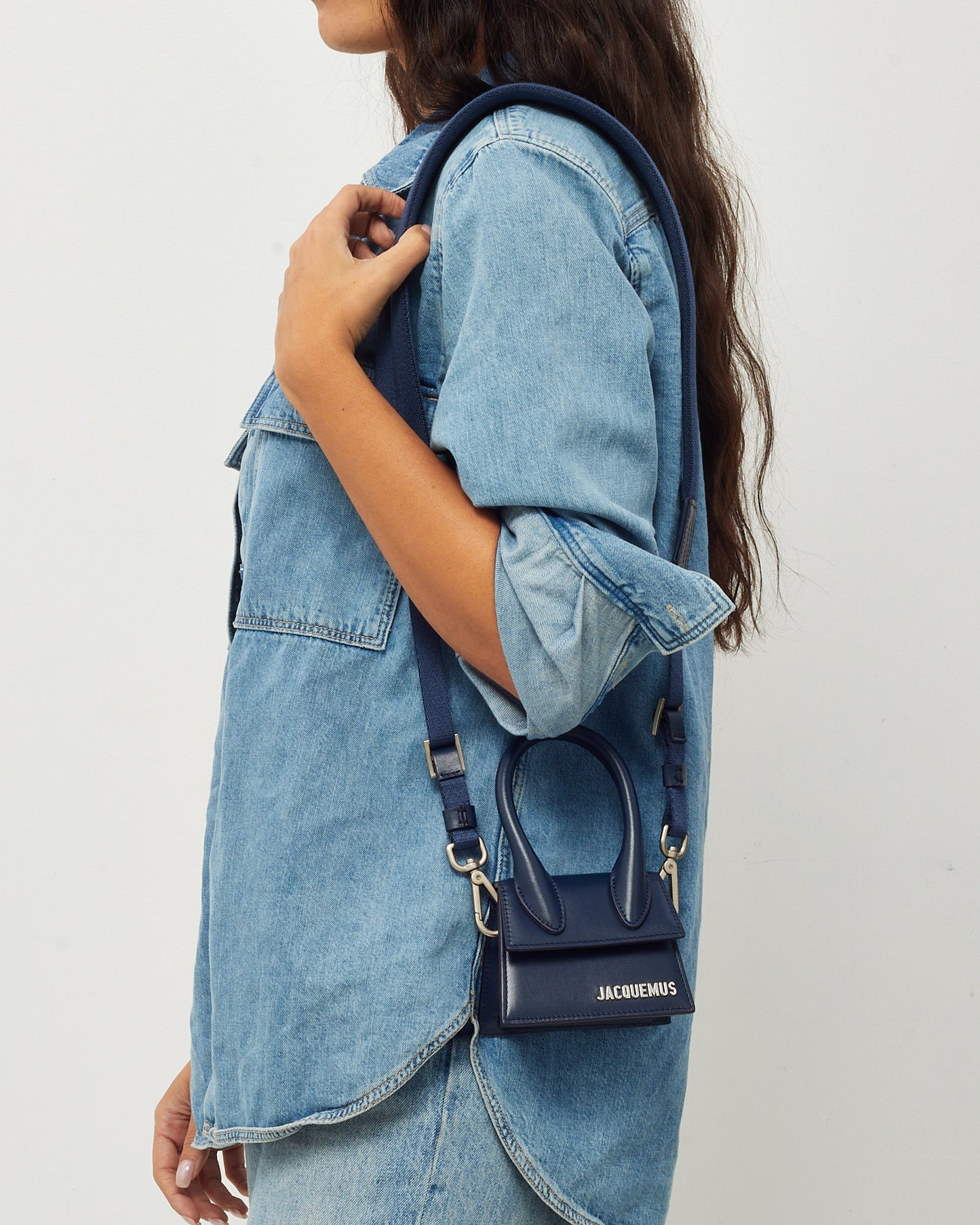 Jacquemus Navy Leather Mini Chiquito Crossbody Bag